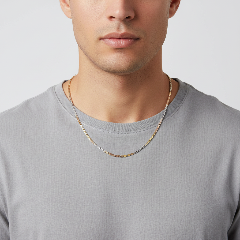 14K Tri Color 18" Mariner Chain
