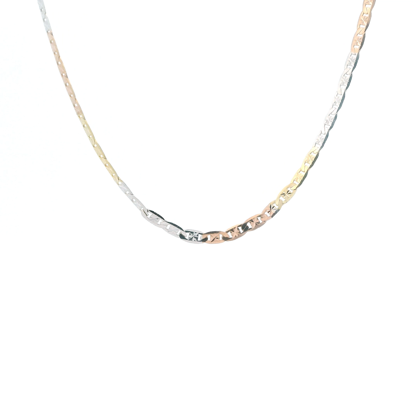 14K Tri Color 18" Mariner Chain