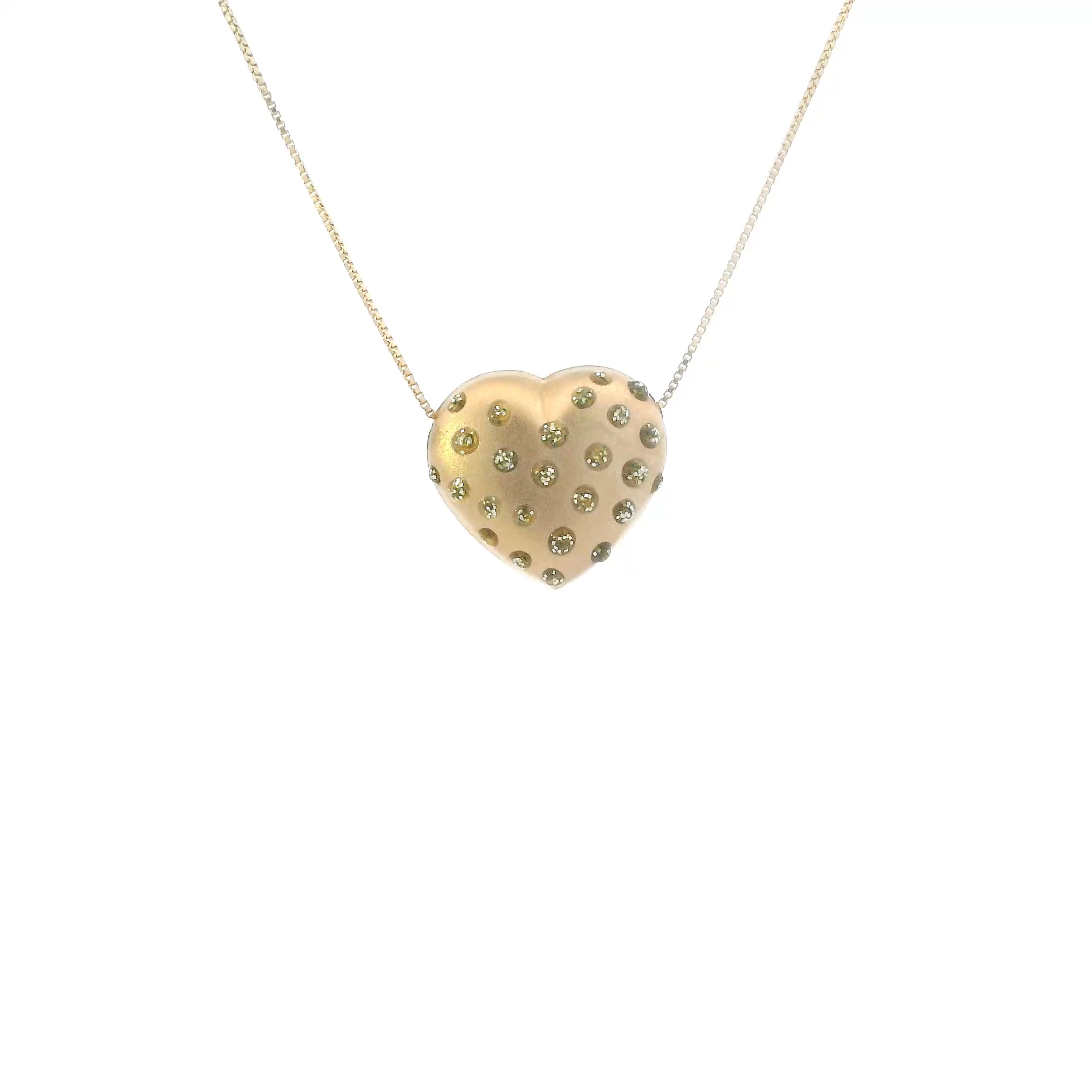 14K Yellow Gold Puff Heart Pendant & 18