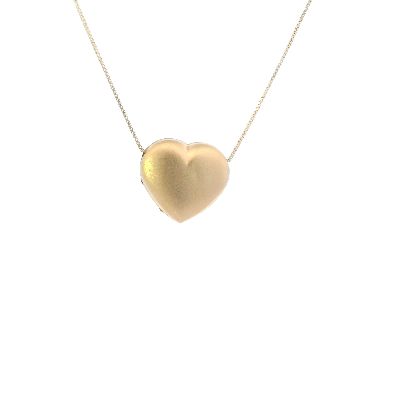 14K Yellow Gold Puff Heart Pendant & 18" Box Chain