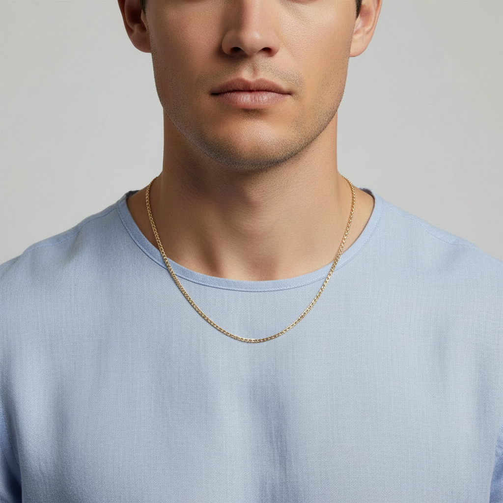 14K Yellow Gold 24" Diamond Cut Curb Chain