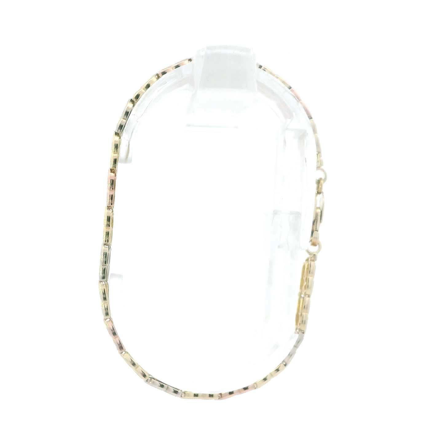 14K Tri Color Gold 7" Double Leaf Link Bracelet
