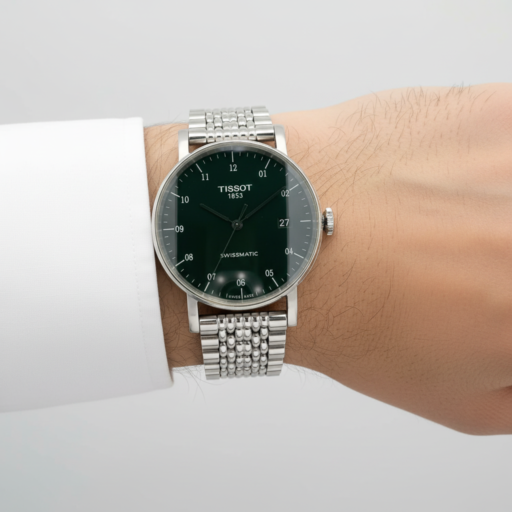 Tissot Everytime Black Dial Mens Wristwatch - T1096101107700