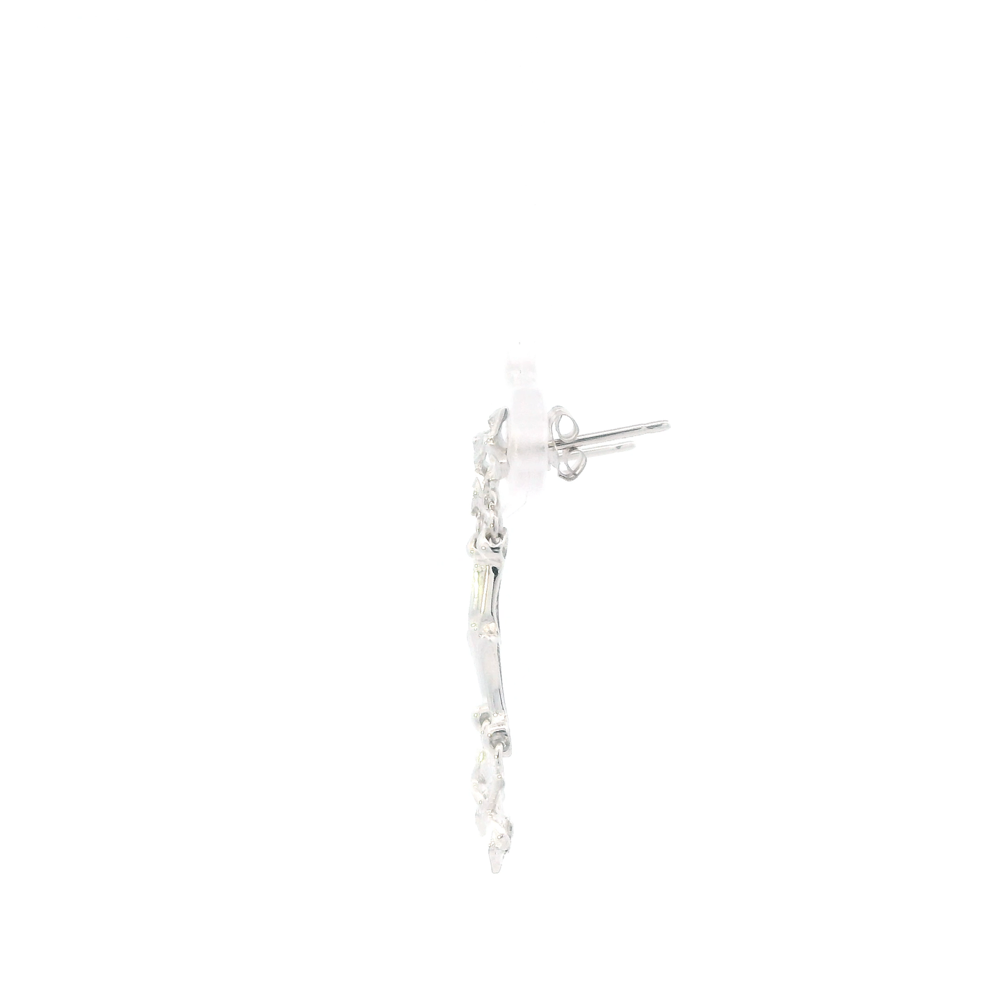 10K White Gold Plumeria Flower Dangle Earrings