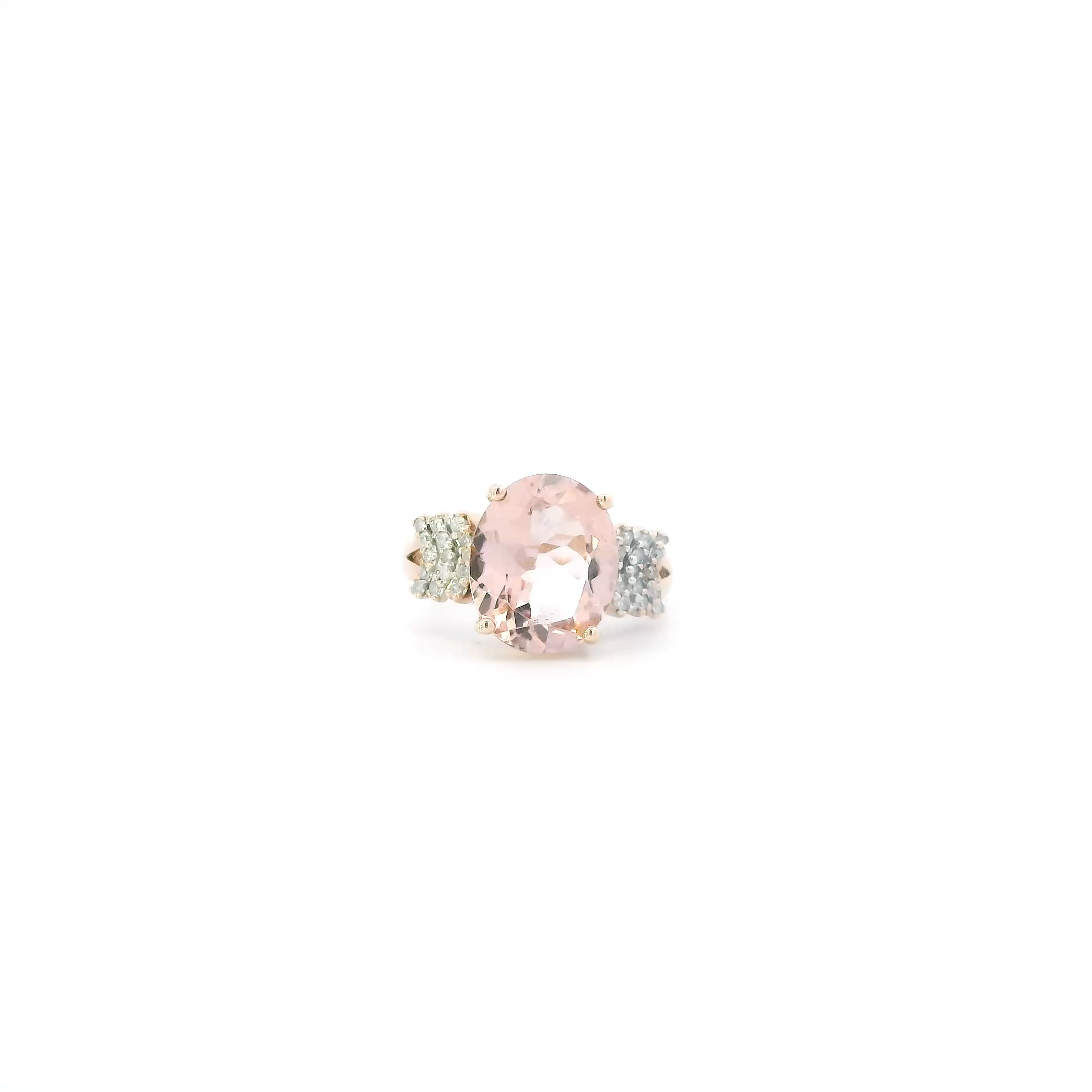 10K Rose Gold Morganite & Diamond Womens Ring