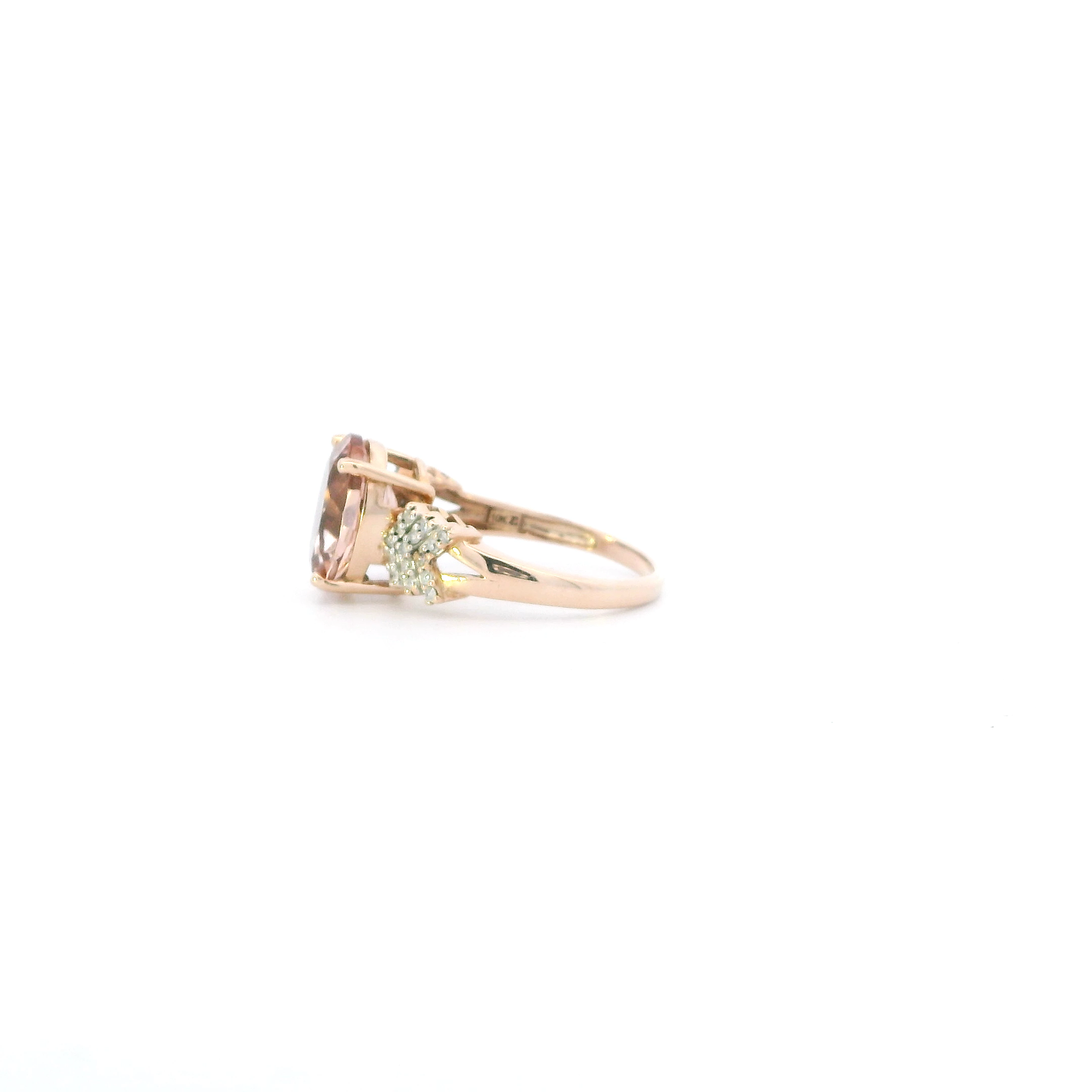 10K Rose Gold Morganite & Diamond Womens Ring