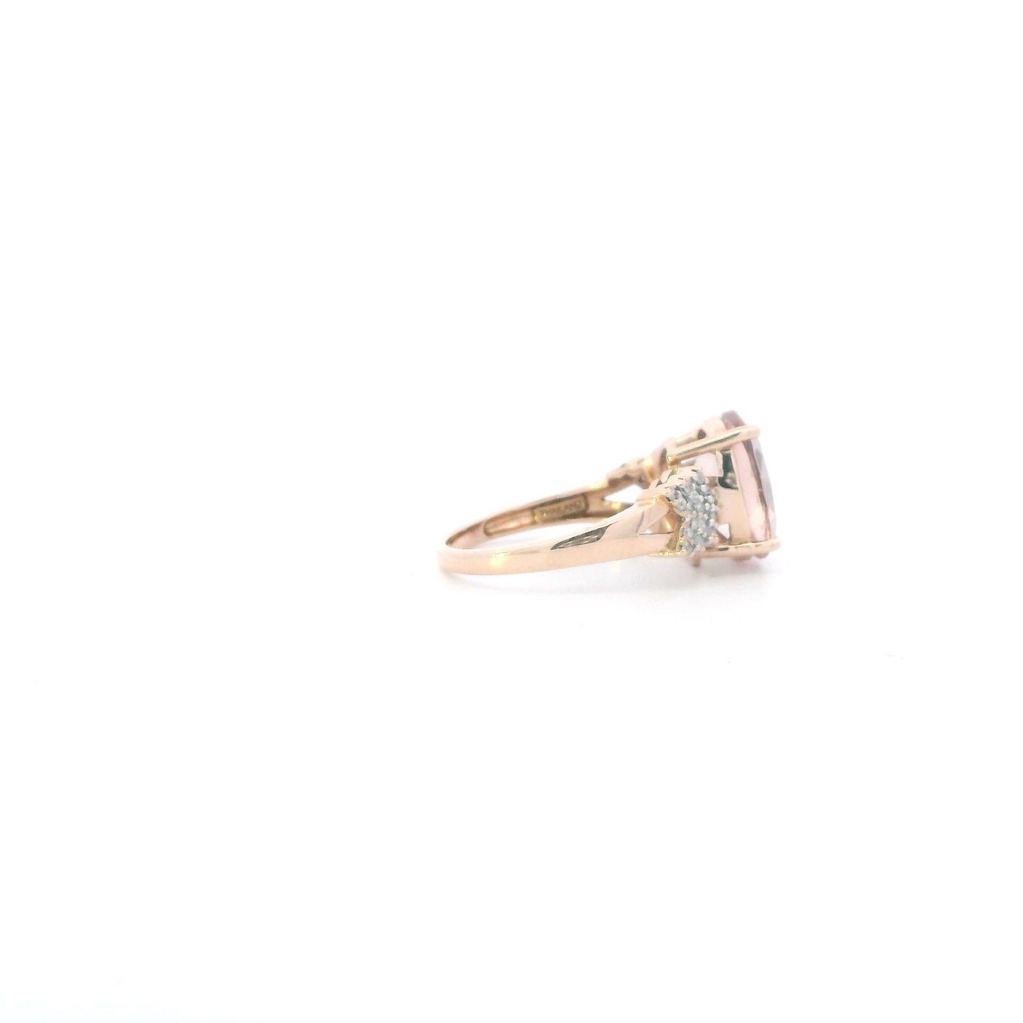 10K Rose Gold Morganite & Diamond Womens Ring