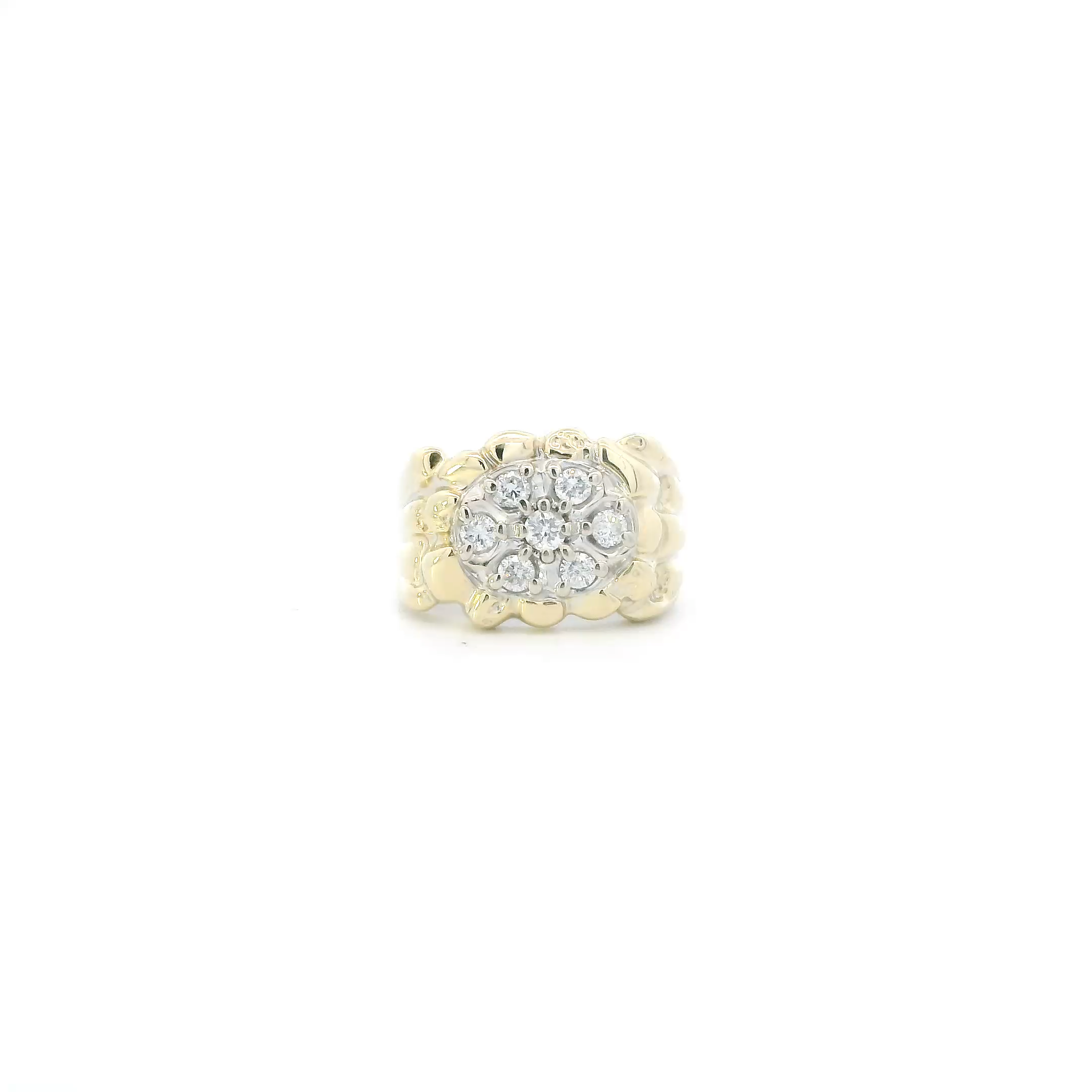 14K Yellow Gold Diamond Nugget Mens Ring - 0.70ct