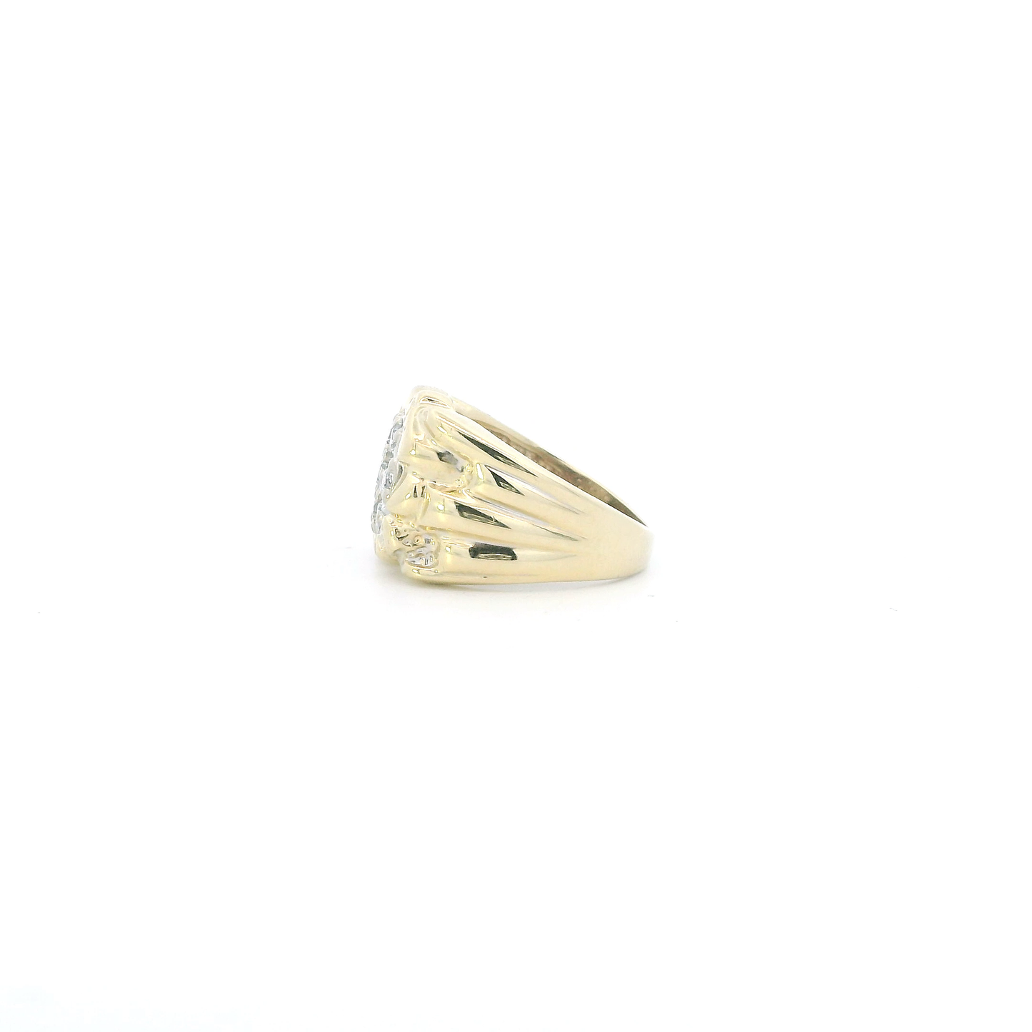 14K Yellow Gold Diamond Nugget Mens Ring - 0.70ct