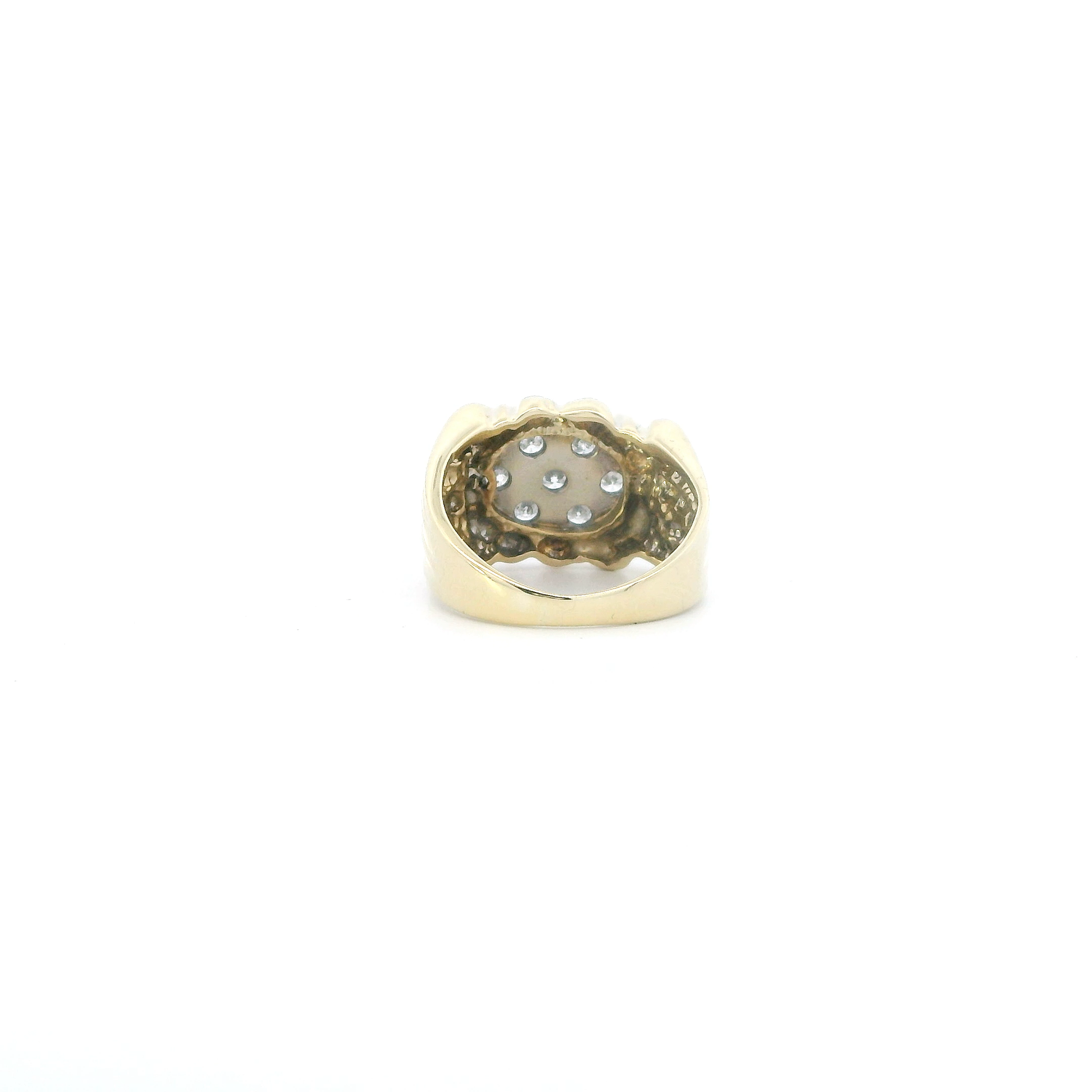 14K Yellow Gold Diamond Nugget Mens Ring - 0.70ct