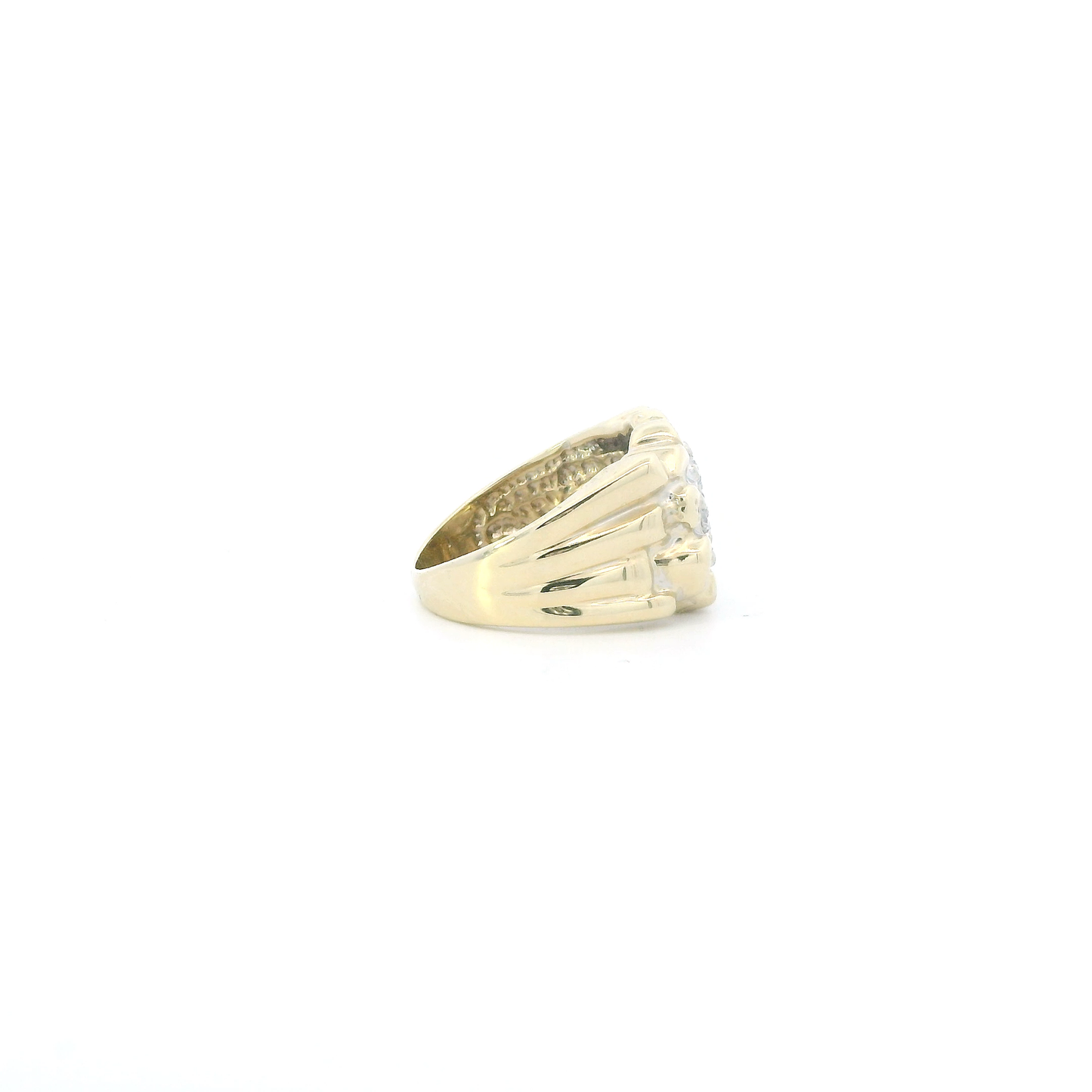 14K Yellow Gold Diamond Nugget Mens Ring - 0.70ct