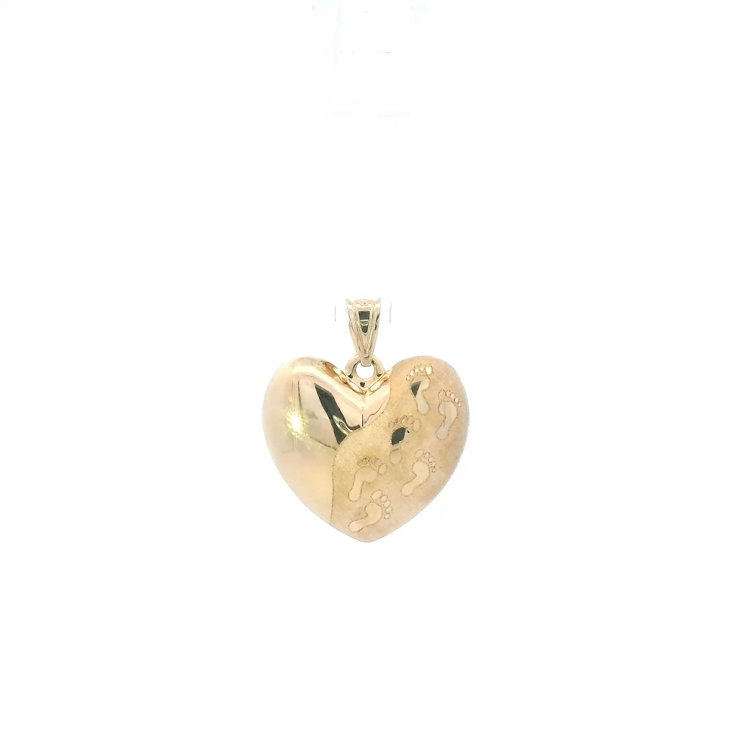 14K Yellow Gold Footprint Heart Pendant