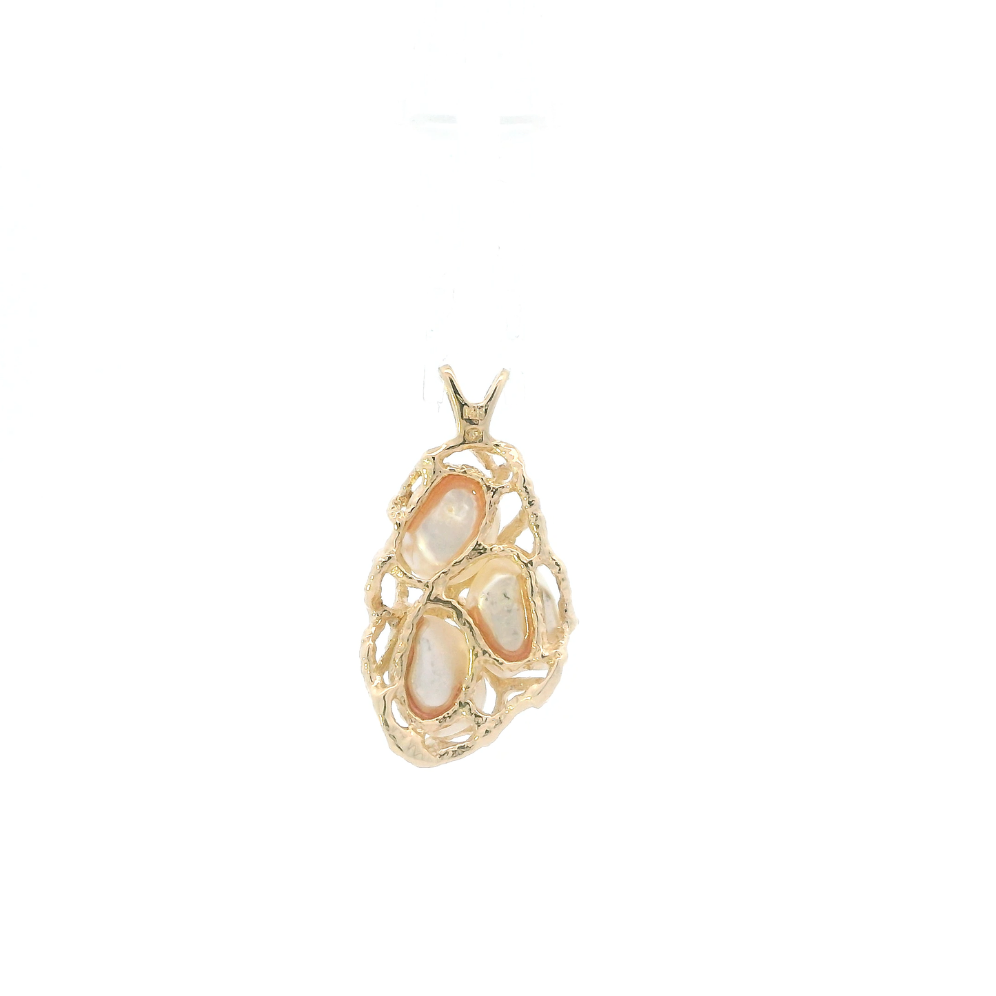 14K Yellow Gold Baroque Pearls & Diamond Pendant - 0.01ct