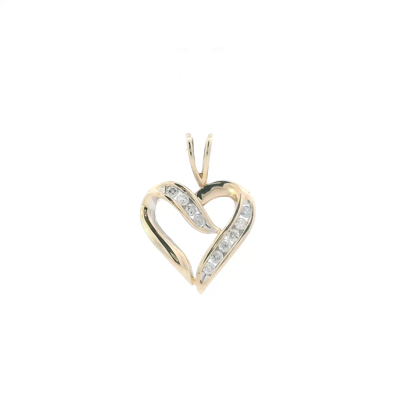 10K Yellow & White Gold Diamonds Heart Pendant - 0.70ct