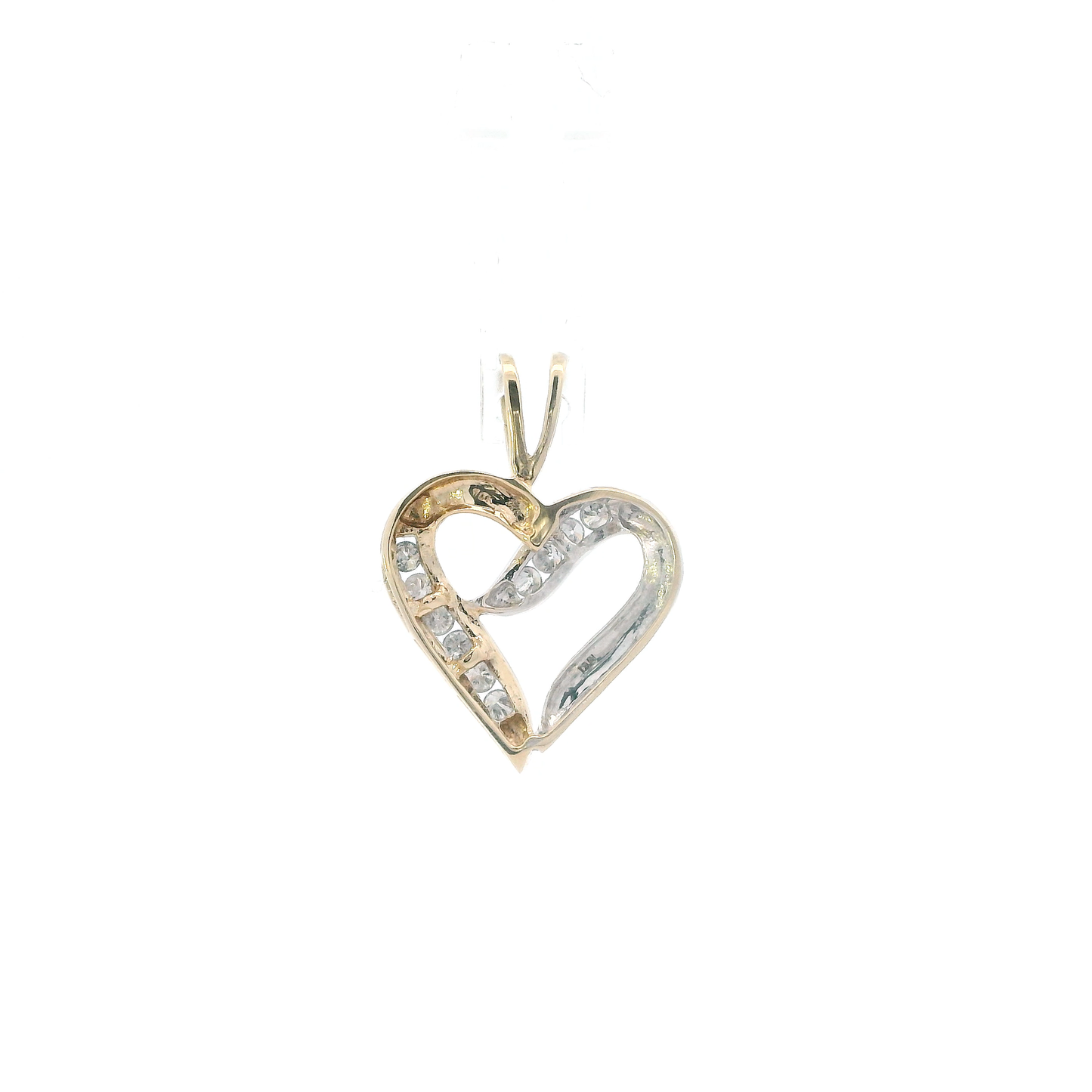 10K Yellow & White Gold Diamonds Heart Pendant - 0.70ct