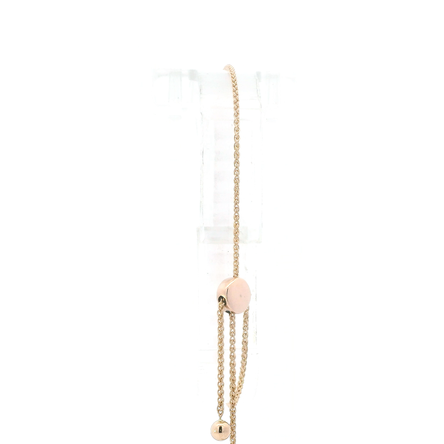 10K Rose Gold Adjustable Diamond Lariet Wheat Bracelet