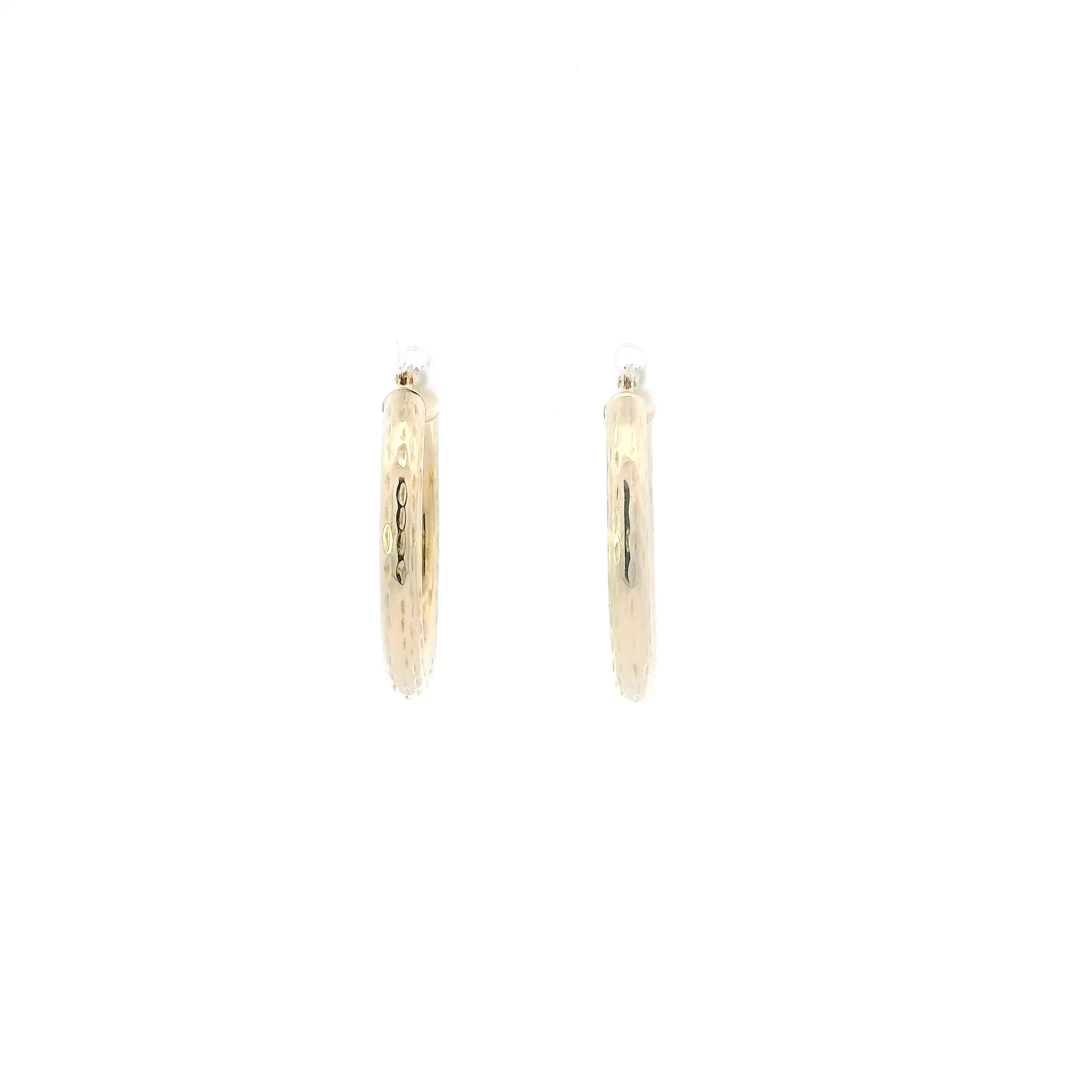10K Yellow Gold Diamond Cut Hoop Earrings