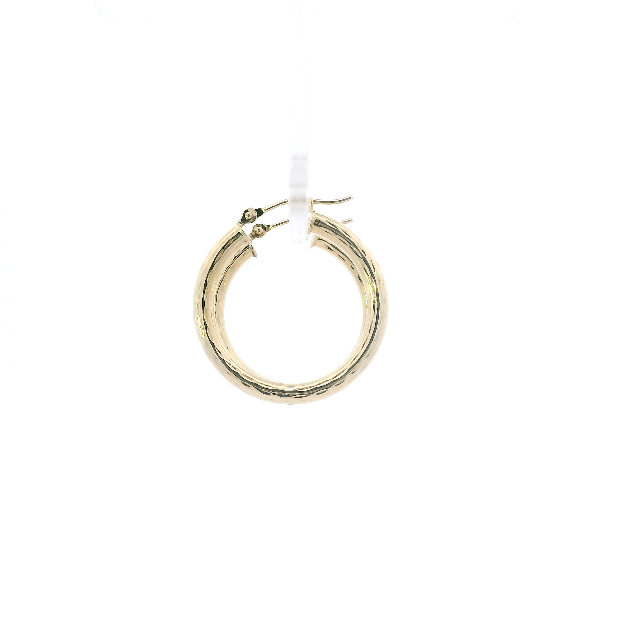 10K Yellow Gold Diamond Cut Hoop Earrings