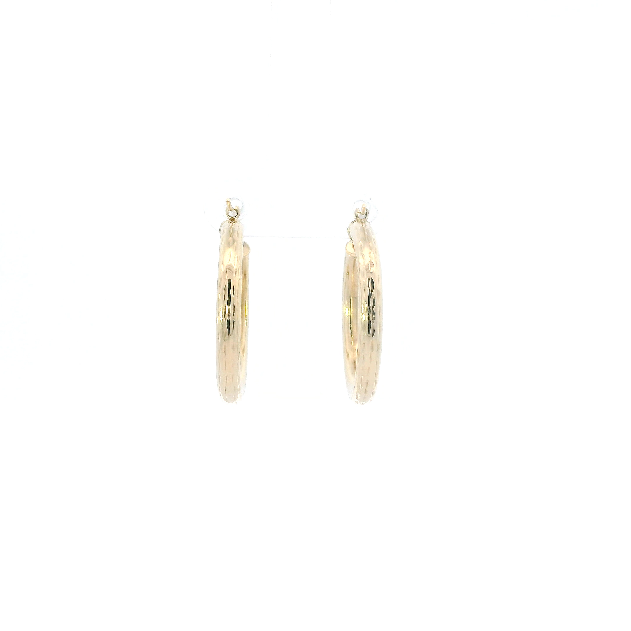 10K Yellow Gold Diamond Cut Hoop Earrings