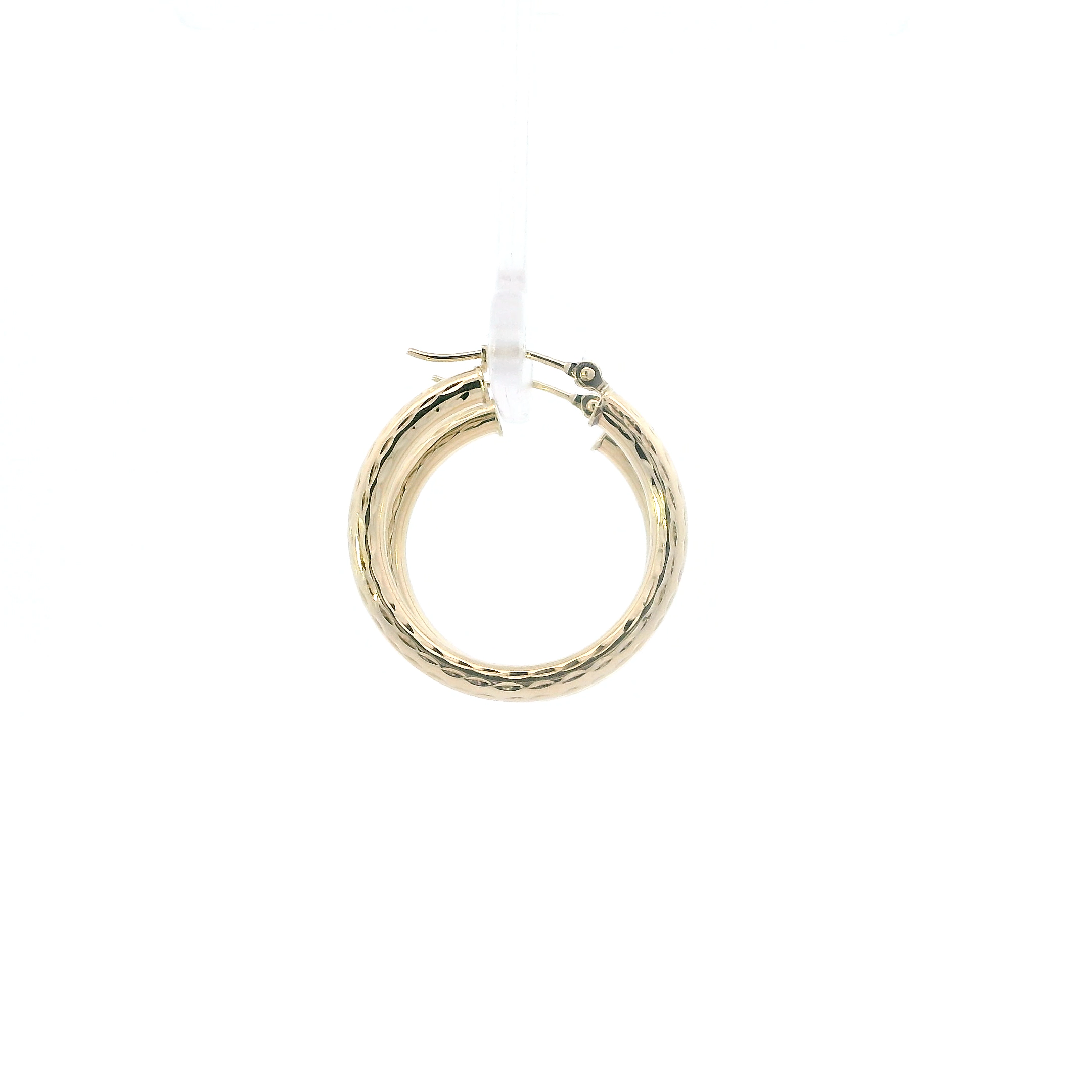 10K Yellow Gold Diamond Cut Hoop Earrings