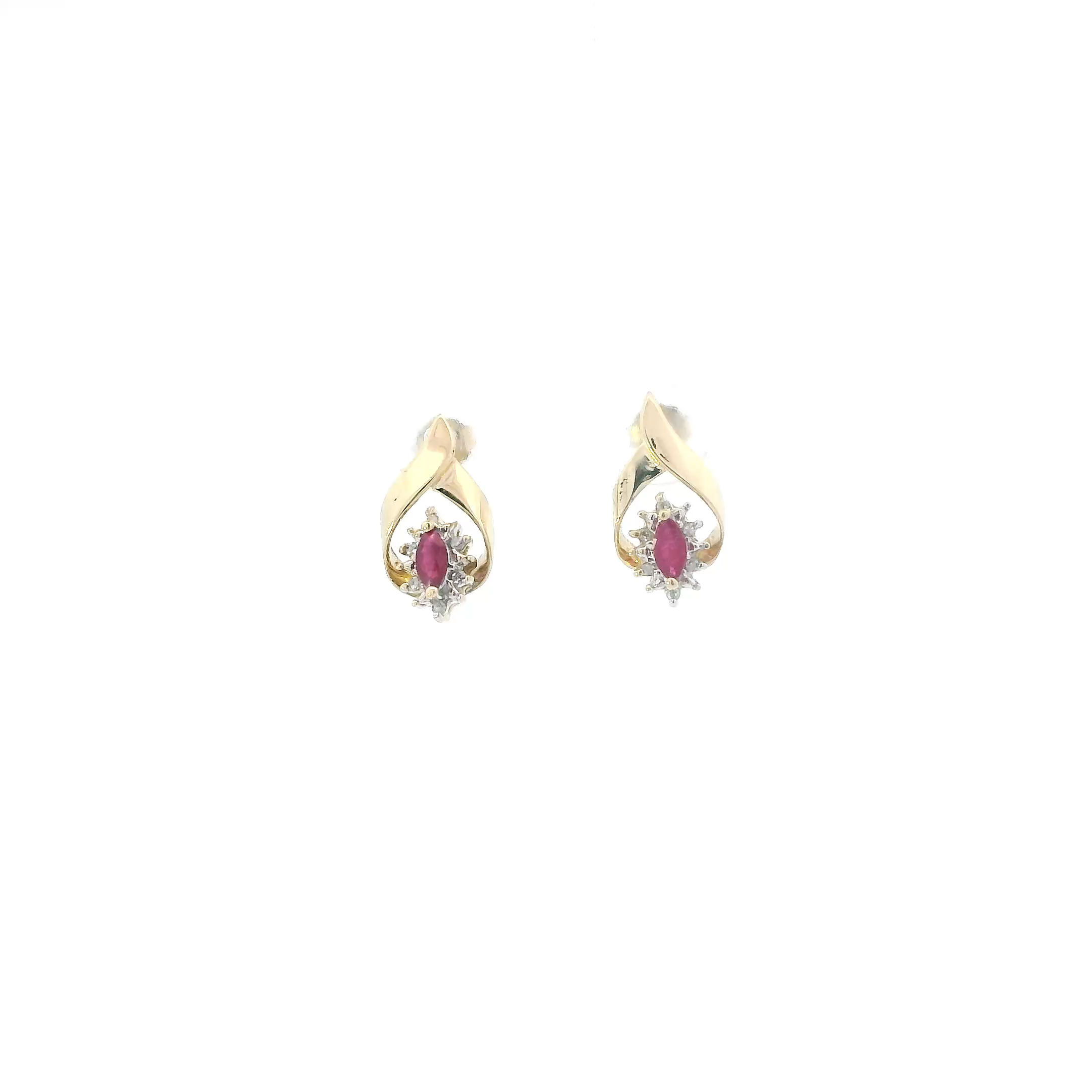 10K Yellow Gold Rubies & Diamond Earrings