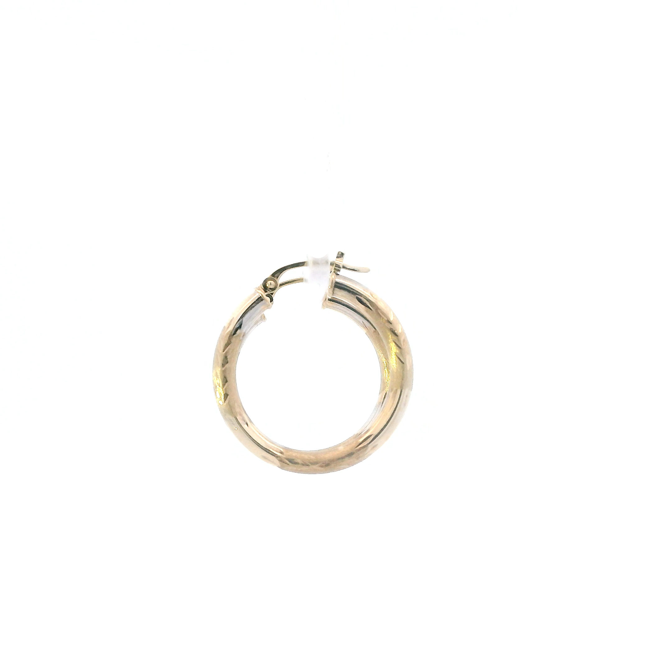 10K Yellow & White Gold Diamond Cut Hoop Earrings