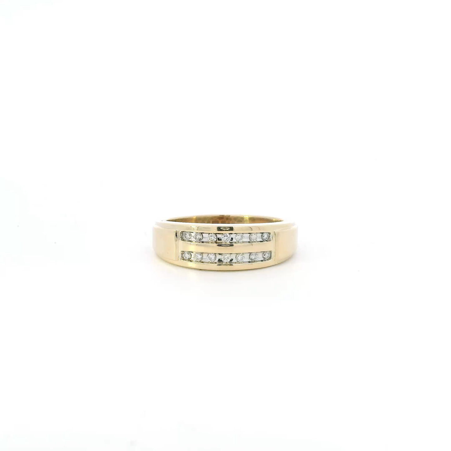 10K Yellow Gold Diamonds Mens Ring - 0.18ct
