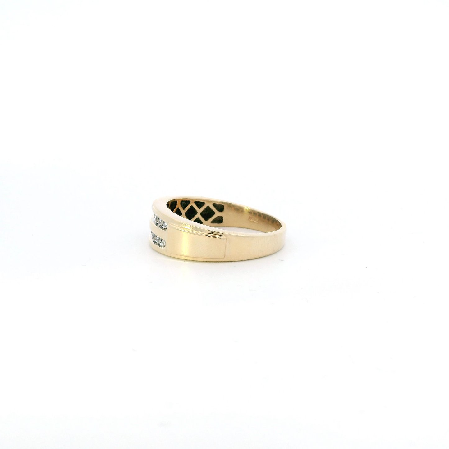 10K Yellow Gold Diamonds Mens Ring - 0.18ct