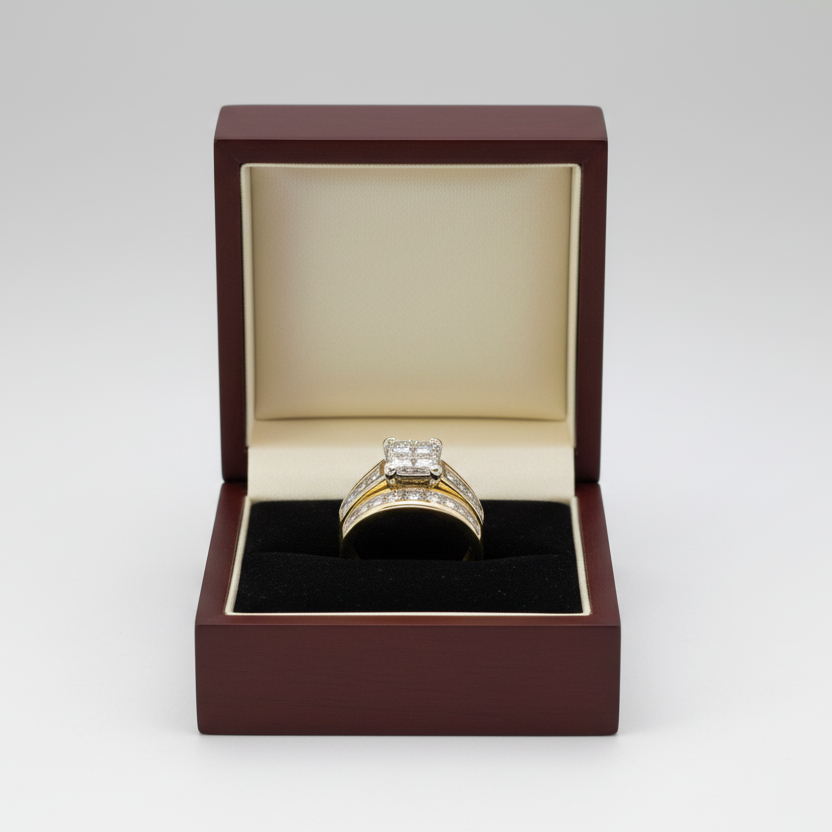 14K Yellow Gold Diamonds Womens Engagement & Wedding Ring Set - 1.94ct