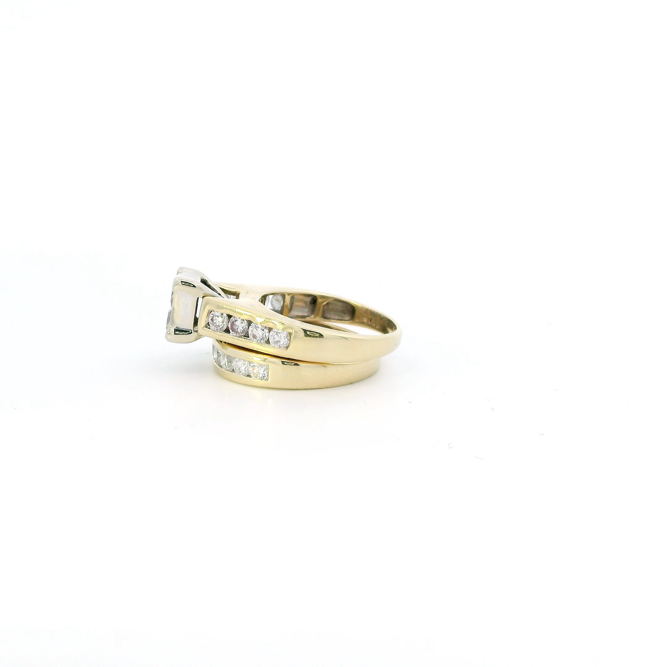 14K Yellow Gold Diamonds Womens Engagement & Wedding Ring Set - 1.94ct