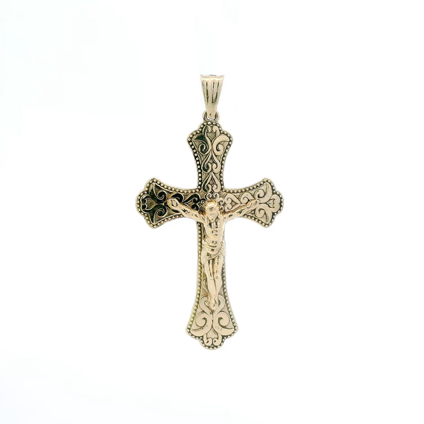 14K Yellow Gold Filigree Crucifix Pendant