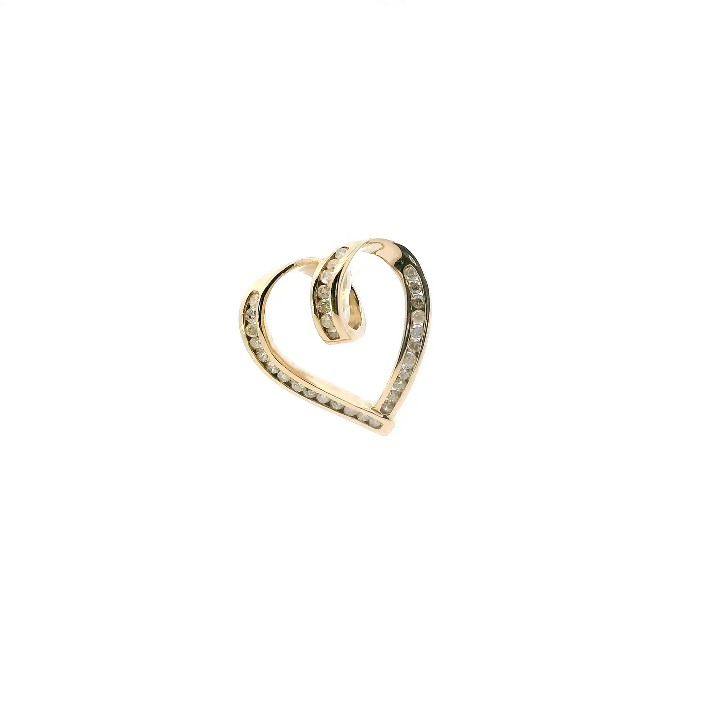 10K Yellow Gold Diamonds Heart Pendant - 0.48ct