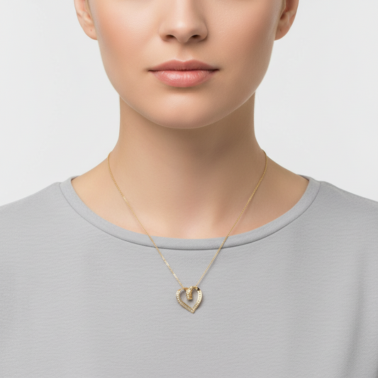 10K Yellow Gold Diamonds Heart Pendant - 0.48ct