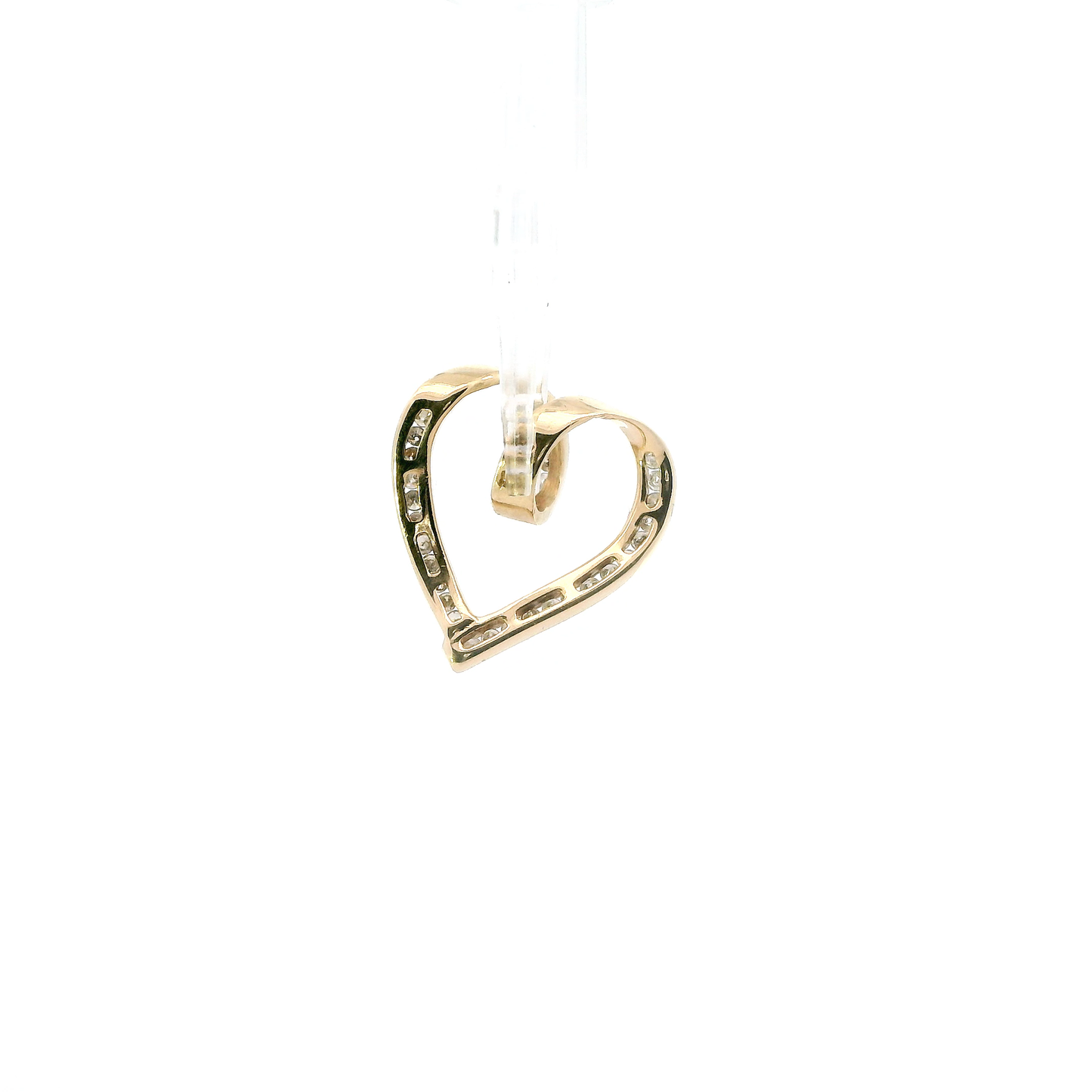 10K Yellow Gold Diamonds Heart Pendant - 0.48ct