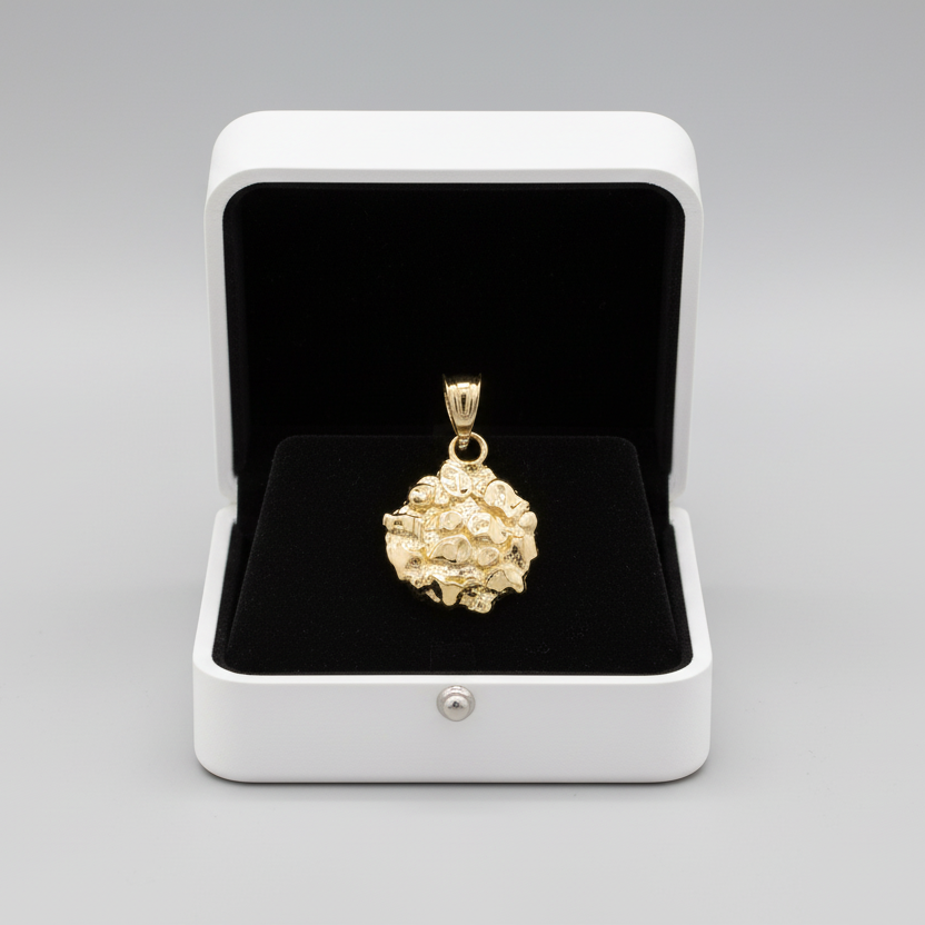 10K Yellow Gold Round Nugget Pendant