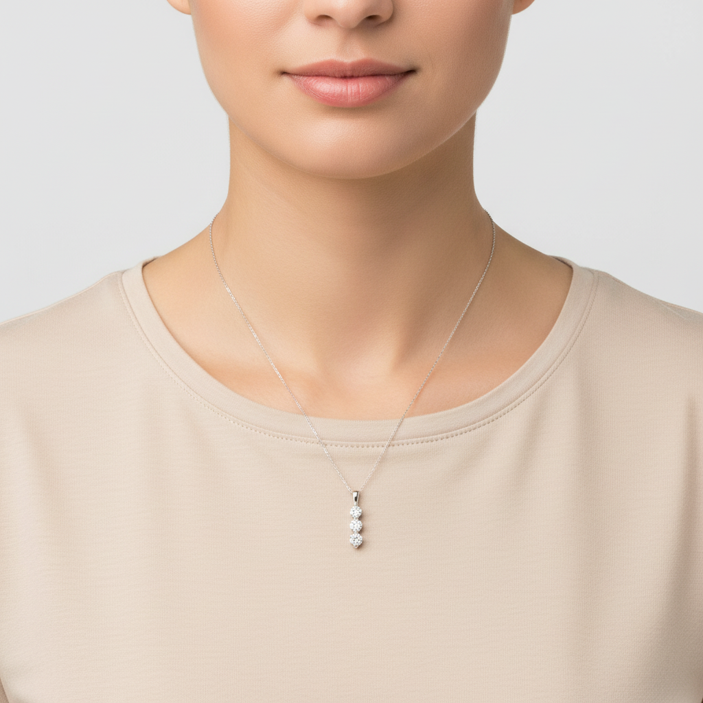 10K White Gold Lab Diamond Pendant & 19