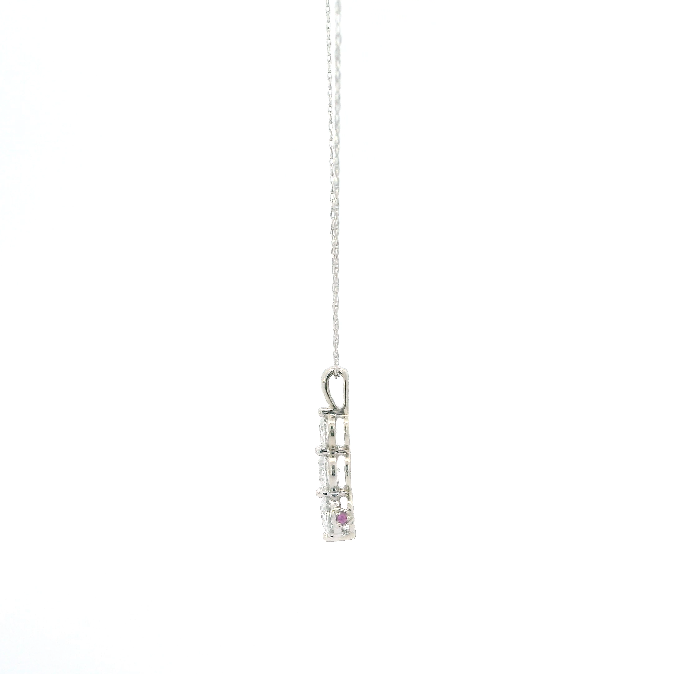 10K White Gold Lab Diamond Pendant & 19