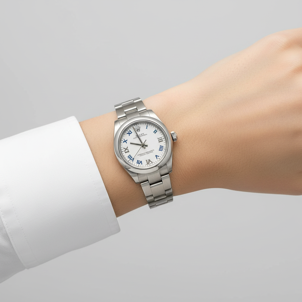 Rolex Oyster Perpetual White Roman Numeral Dial Ladies Wristwatch - S26J93H8