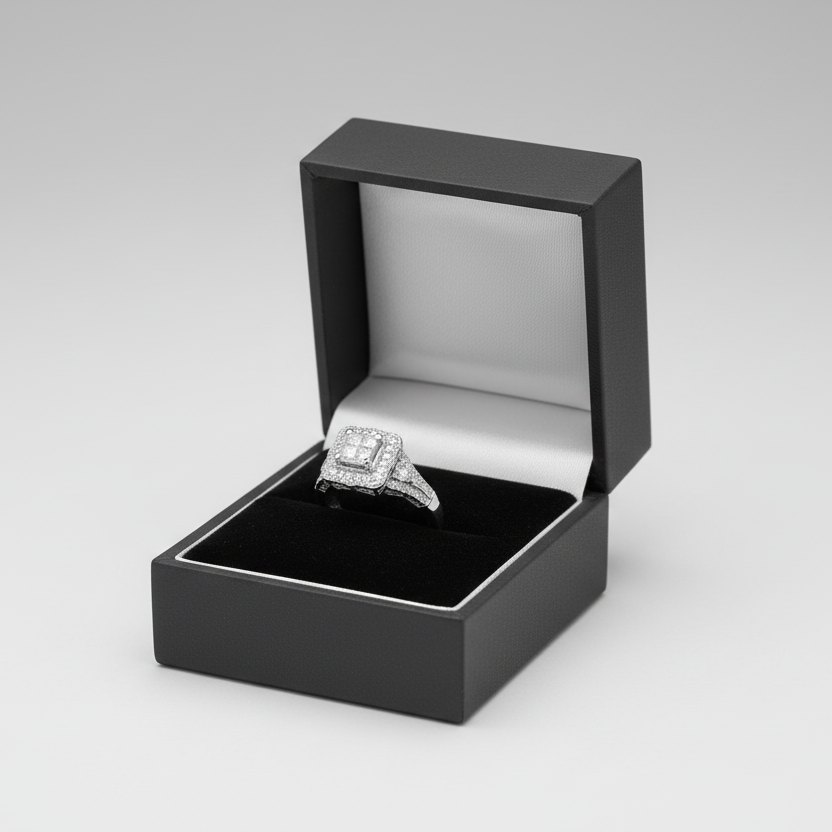 14K White Gold Diamonds Womens Ring - 0.91ct