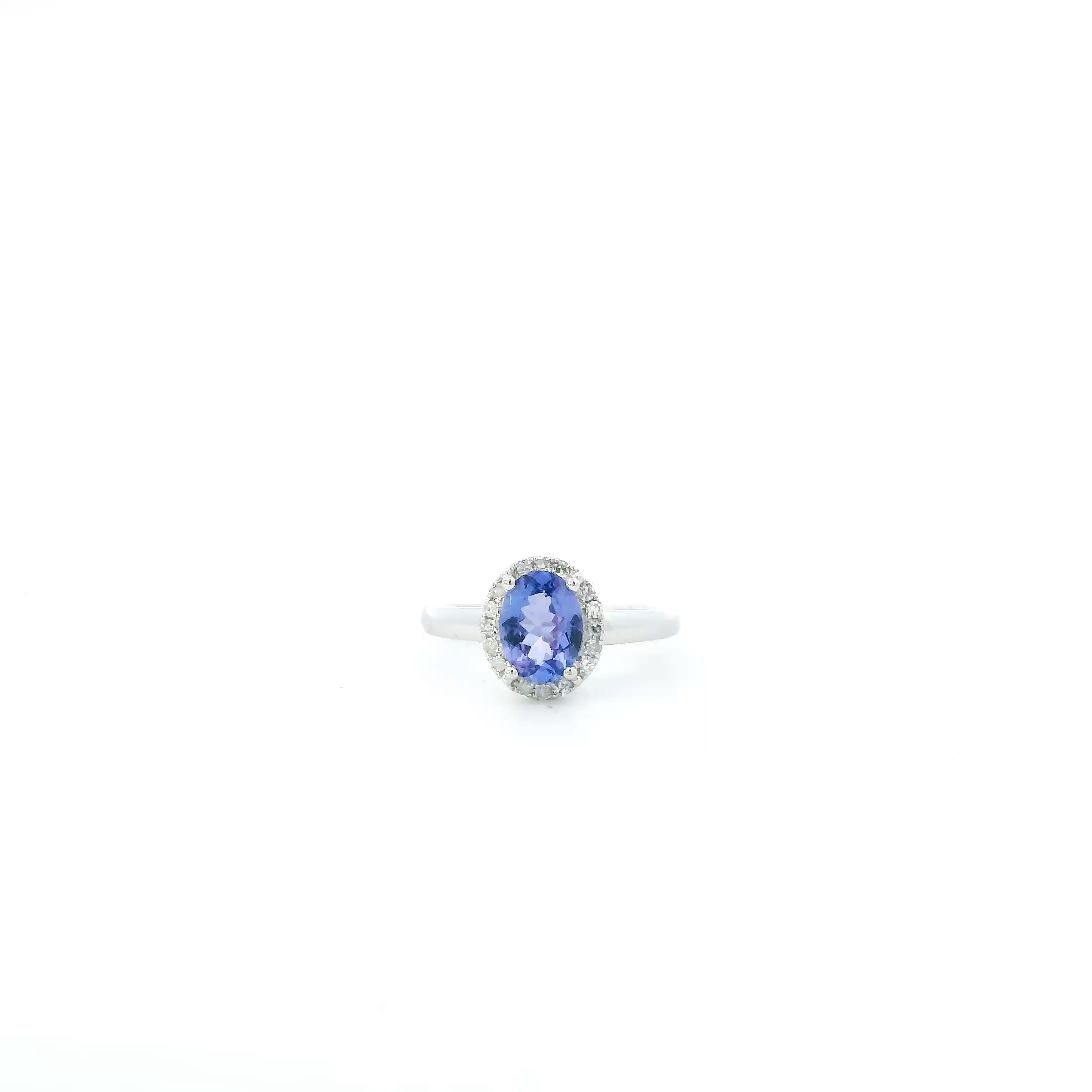 14K White Gold Tanzanite & Diamonds Womens Ring