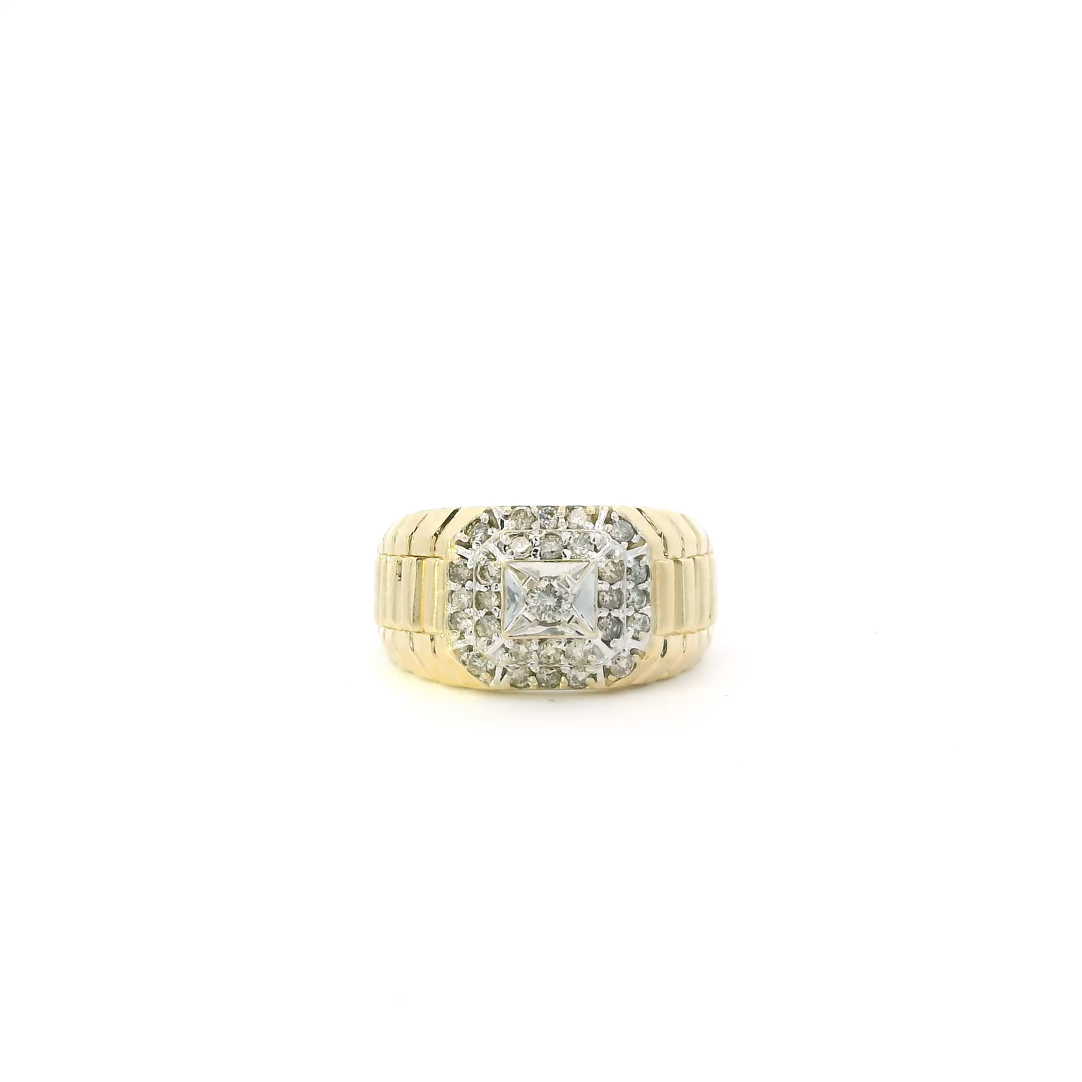 10K Yellow Gold Diamonds Rolex Mens Ring - 1.00ct