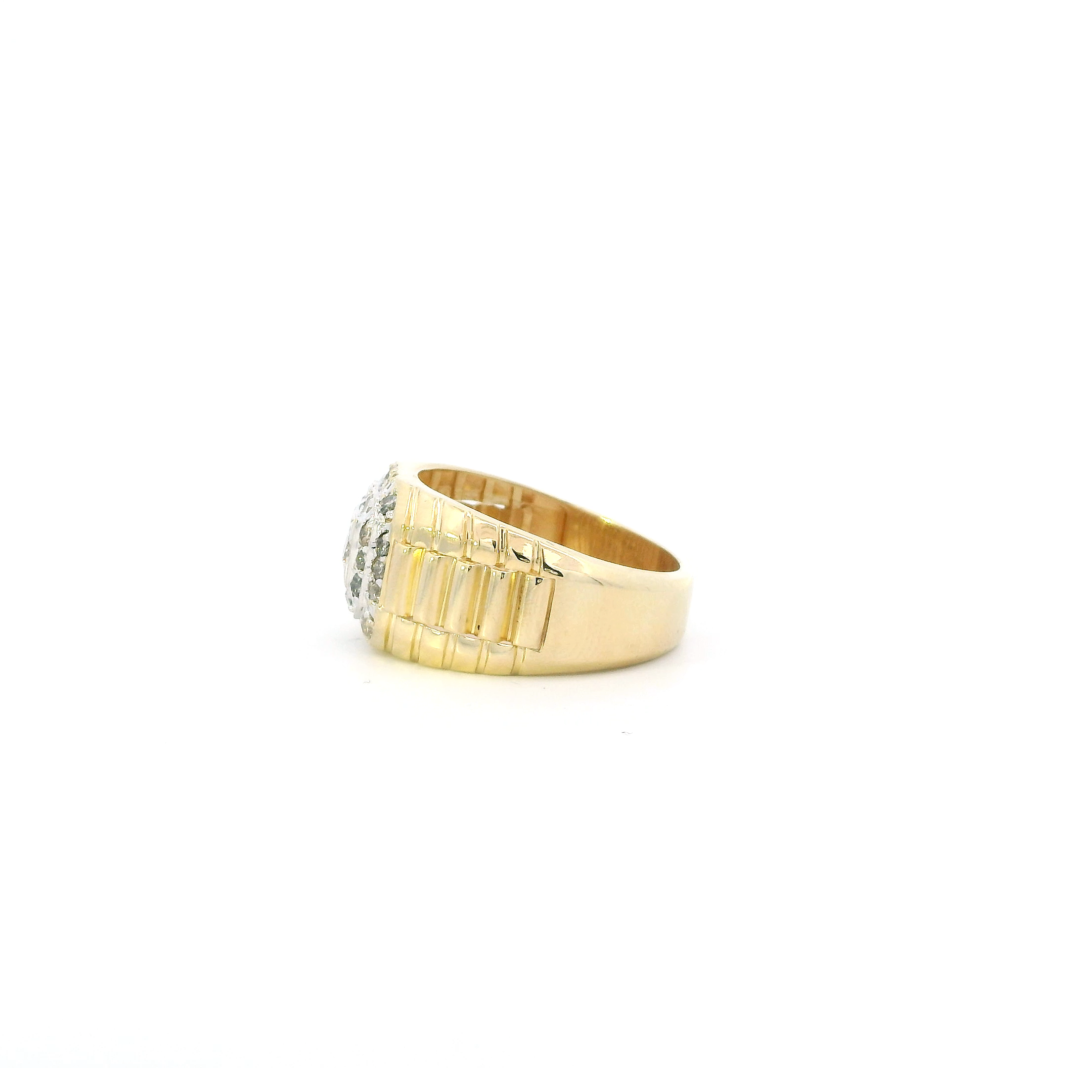10K Yellow Gold Diamonds Rolex Mens Ring - 1.00ct