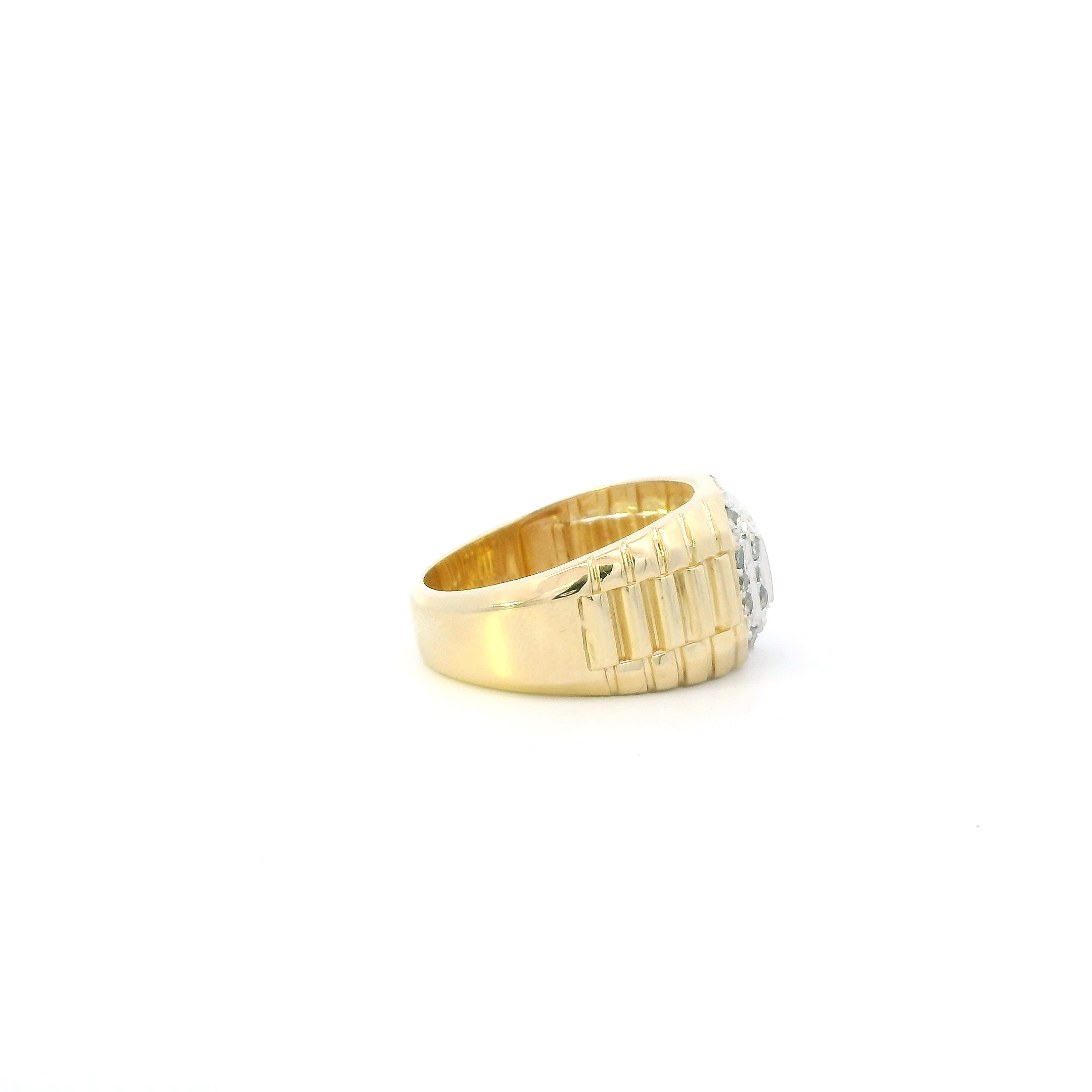 10K Yellow Gold Diamonds Rolex Mens Ring - 1.00ct