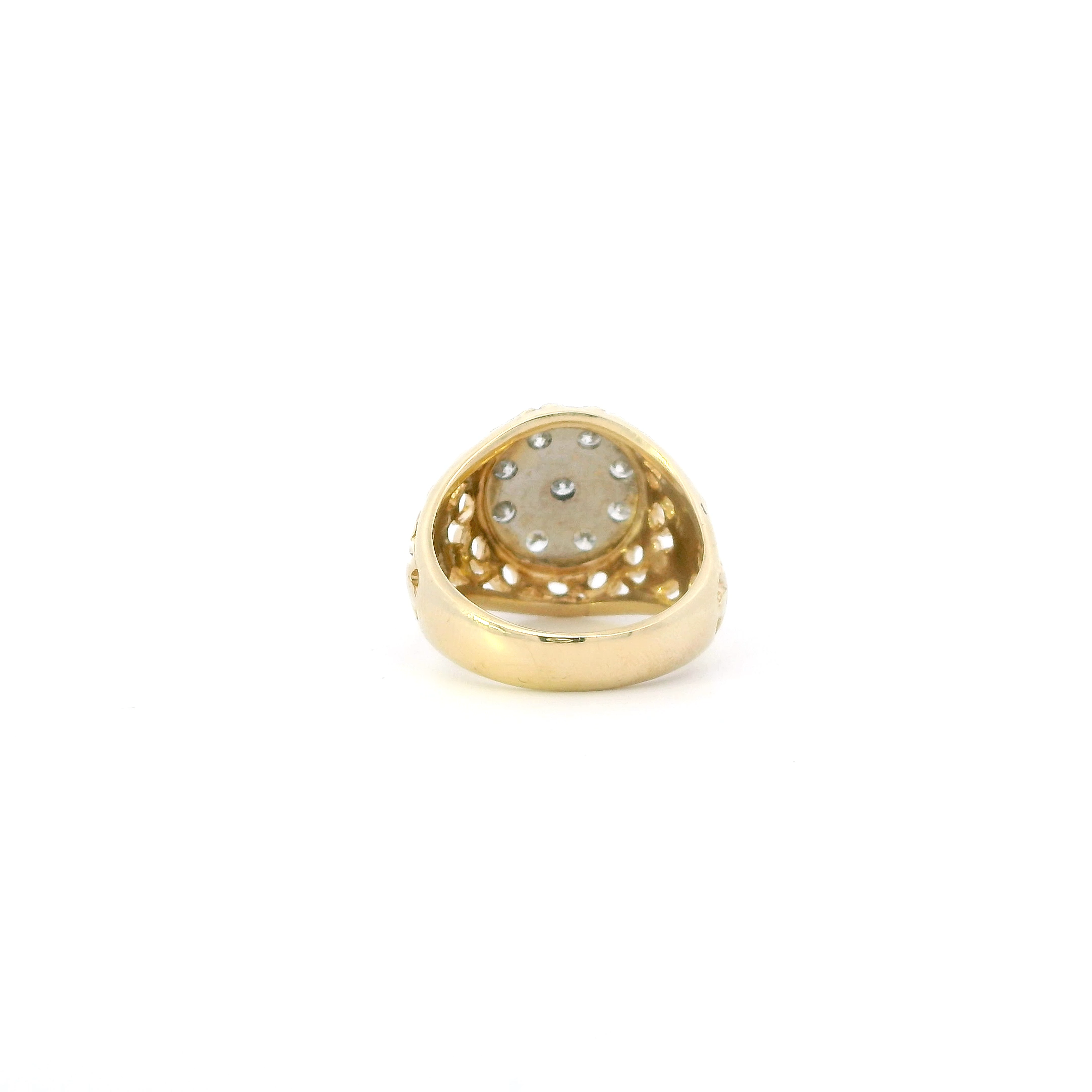 14K Yellow Gold Diamonds Floral Womens Ring - 0.90ct