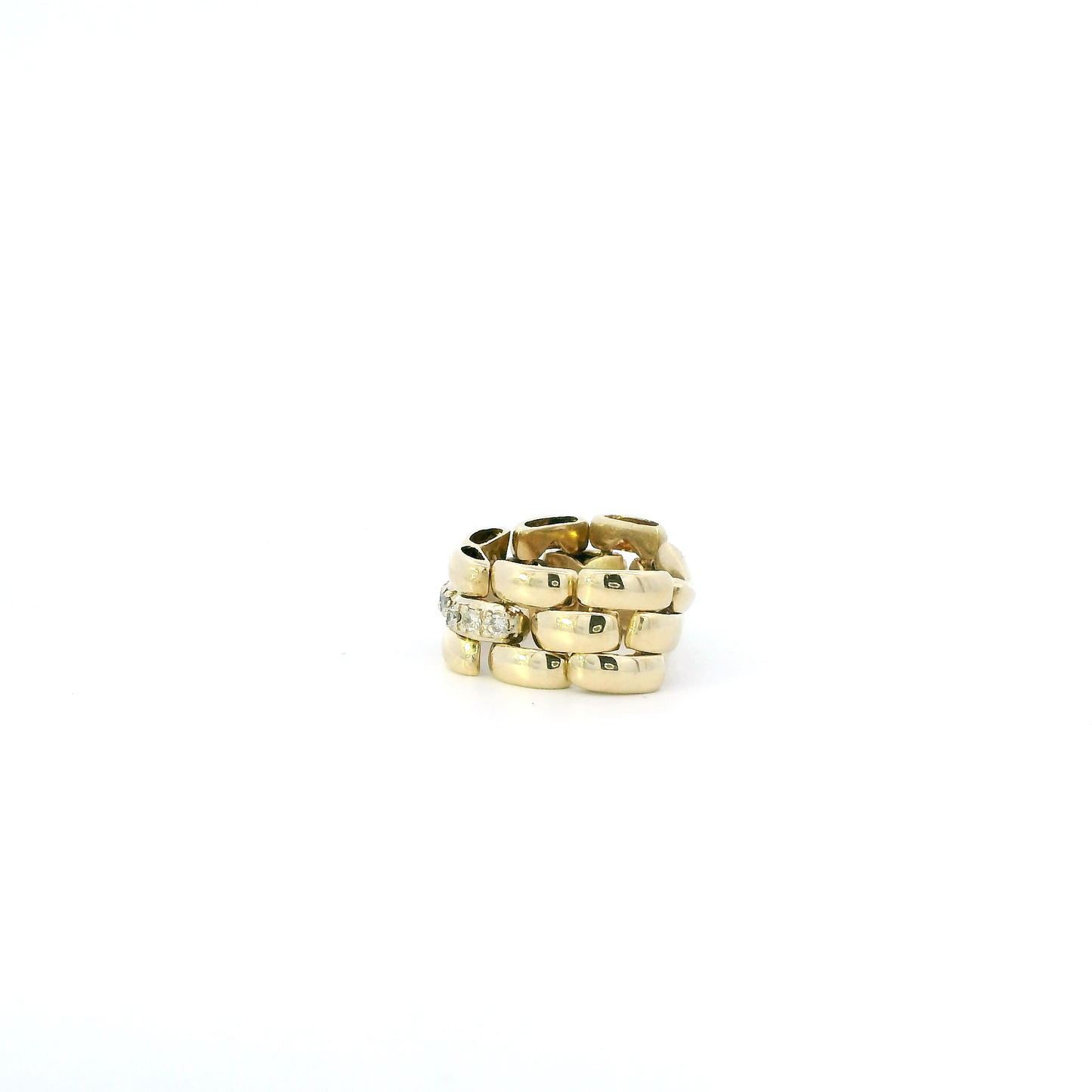 14K Yellow Gold Rolex Bracelet Style Womens Ring - 0.16ct