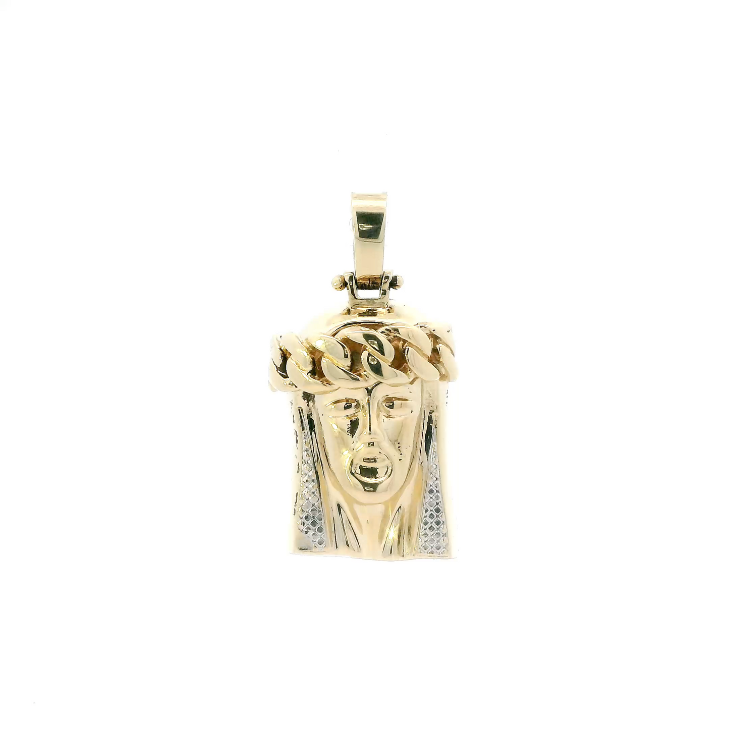 10K Yellow Gold Diamond Cut "Jesus" Face Pendant