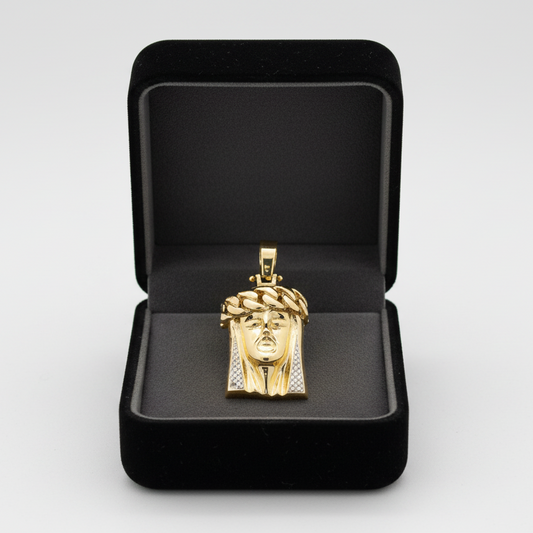 10K Yellow Gold Diamond Cut "Jesus" Face Pendant