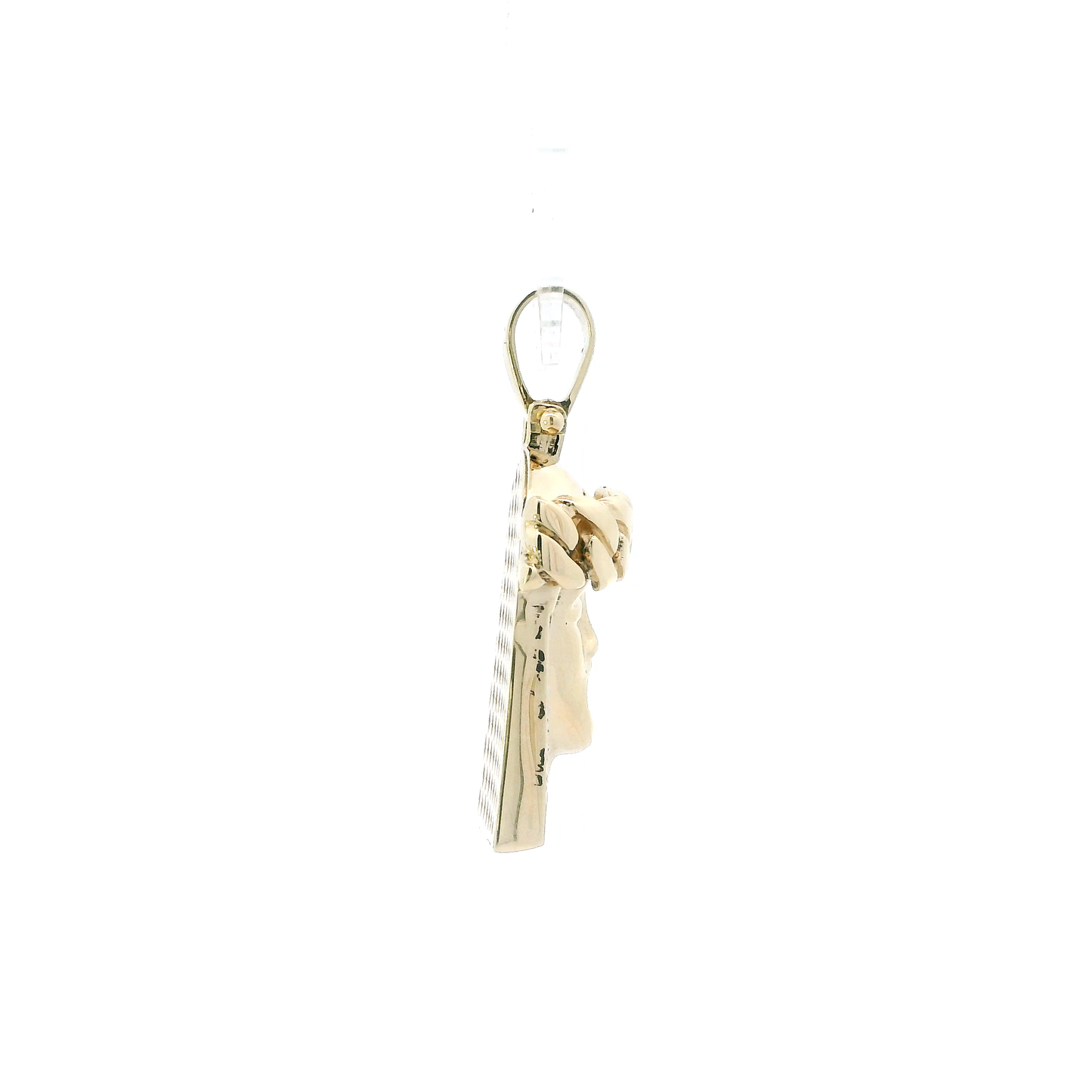 10K Yellow Gold Diamond Cut "Jesus" Face Pendant