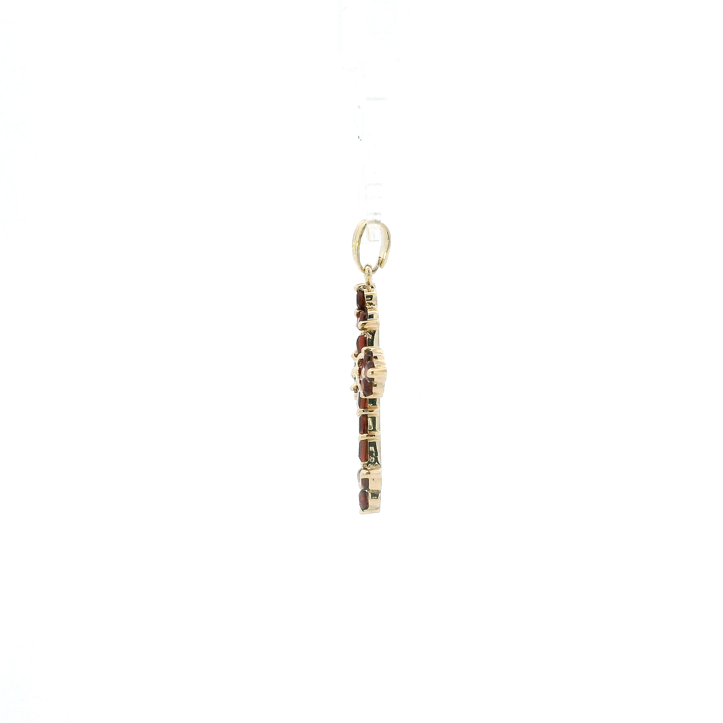 14K Yellow Gold Garnets Cross Pendant