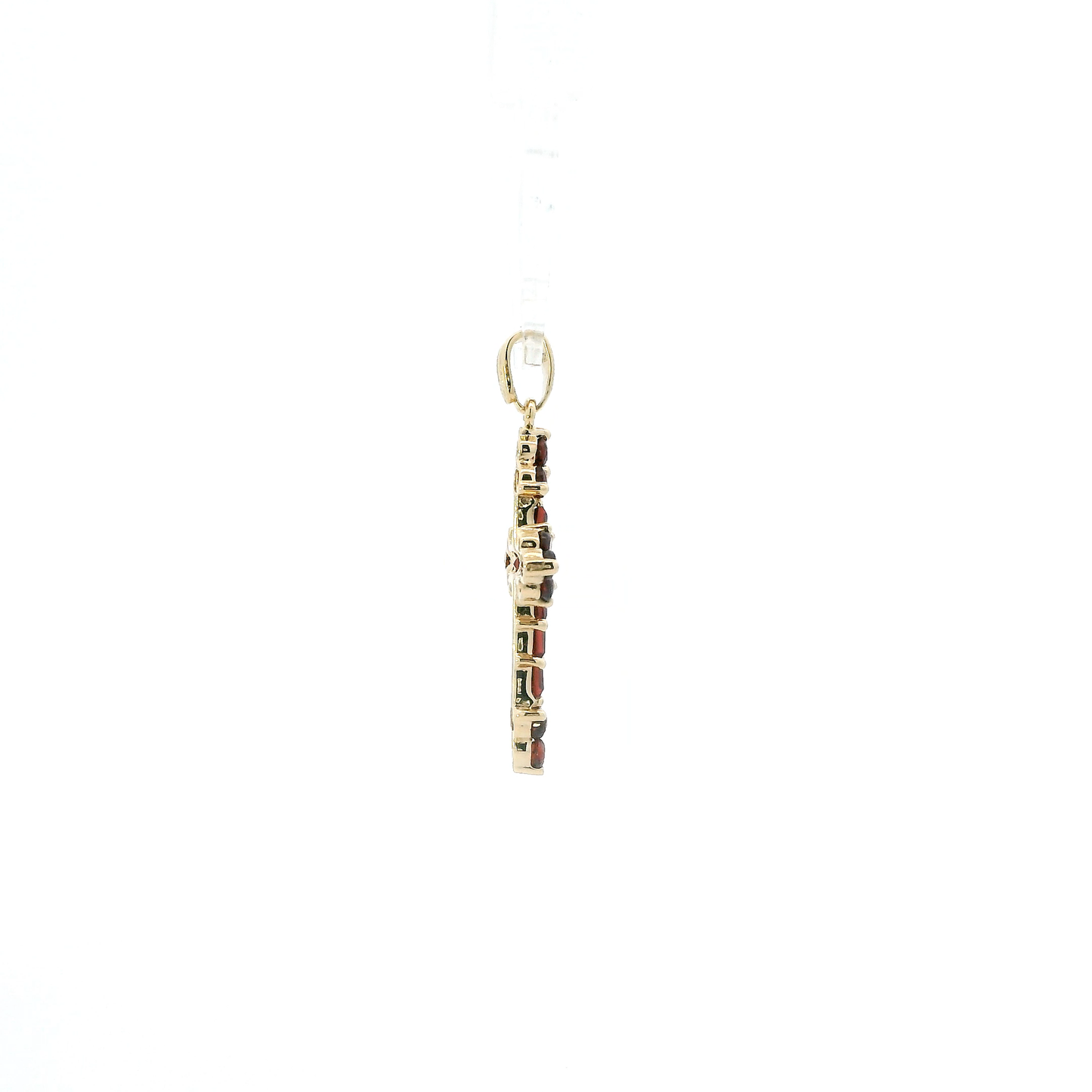 14K Yellow Gold Garnets Cross Pendant